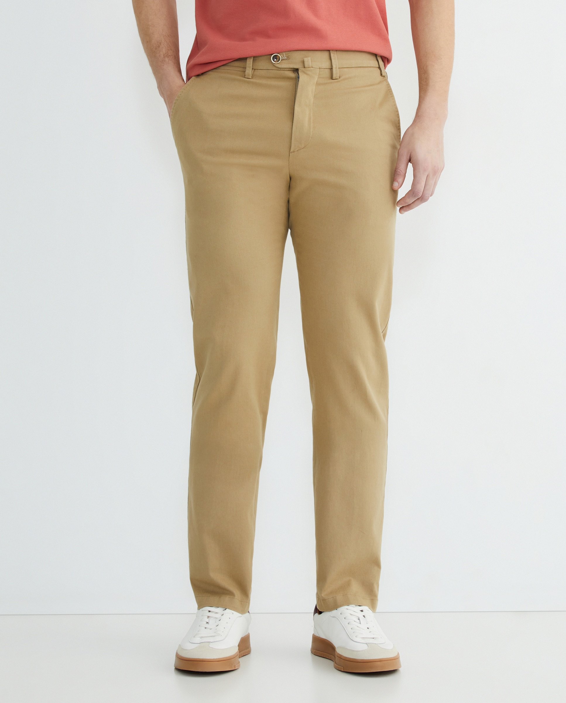 Pantalón hombre chino regular fit algodón strech liso - Exigency - Marrón claro Marrón claro-2