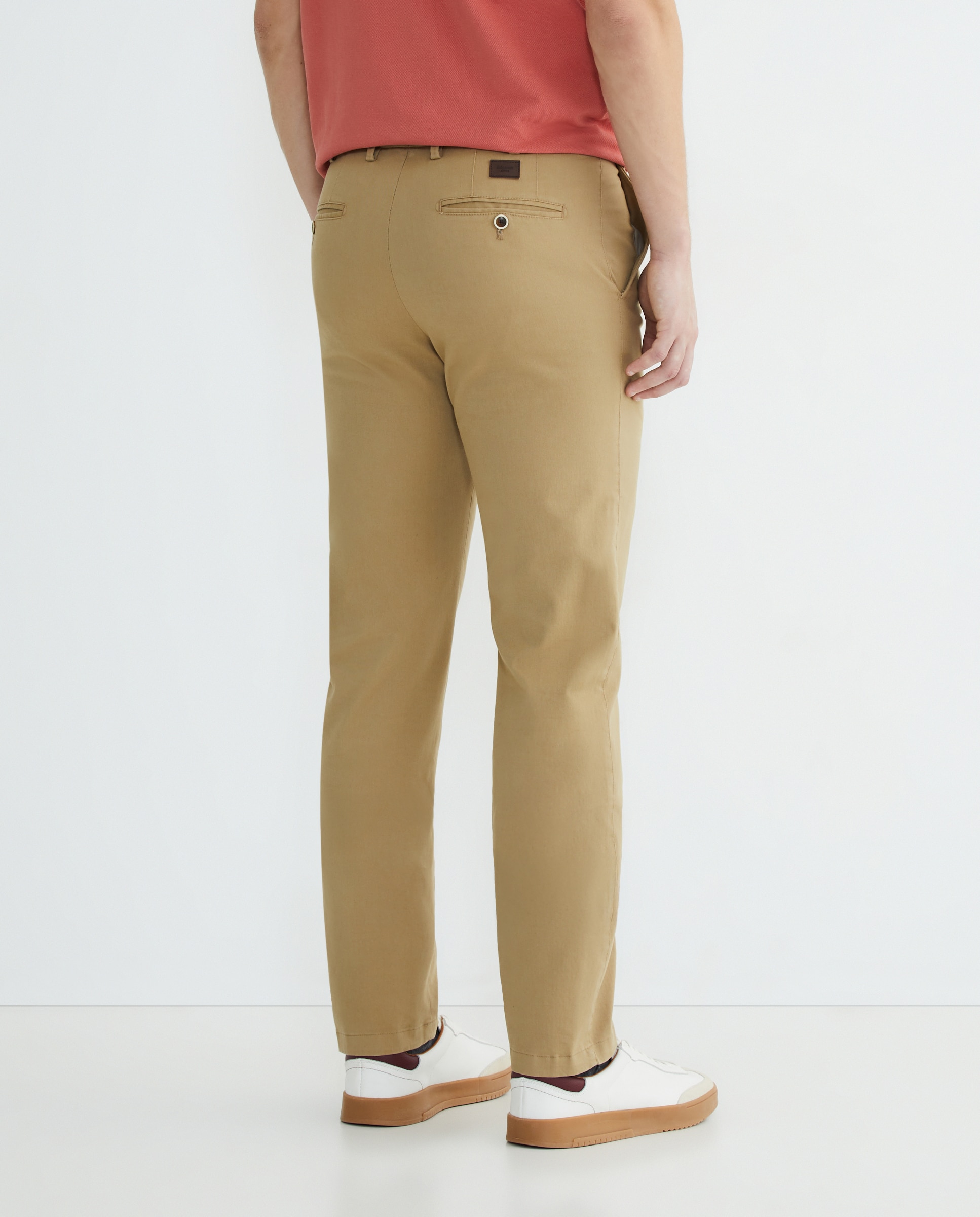 Pantalón hombre chino regular fit algodón strech liso - Exigency - Marrón claro Marrón claro-3