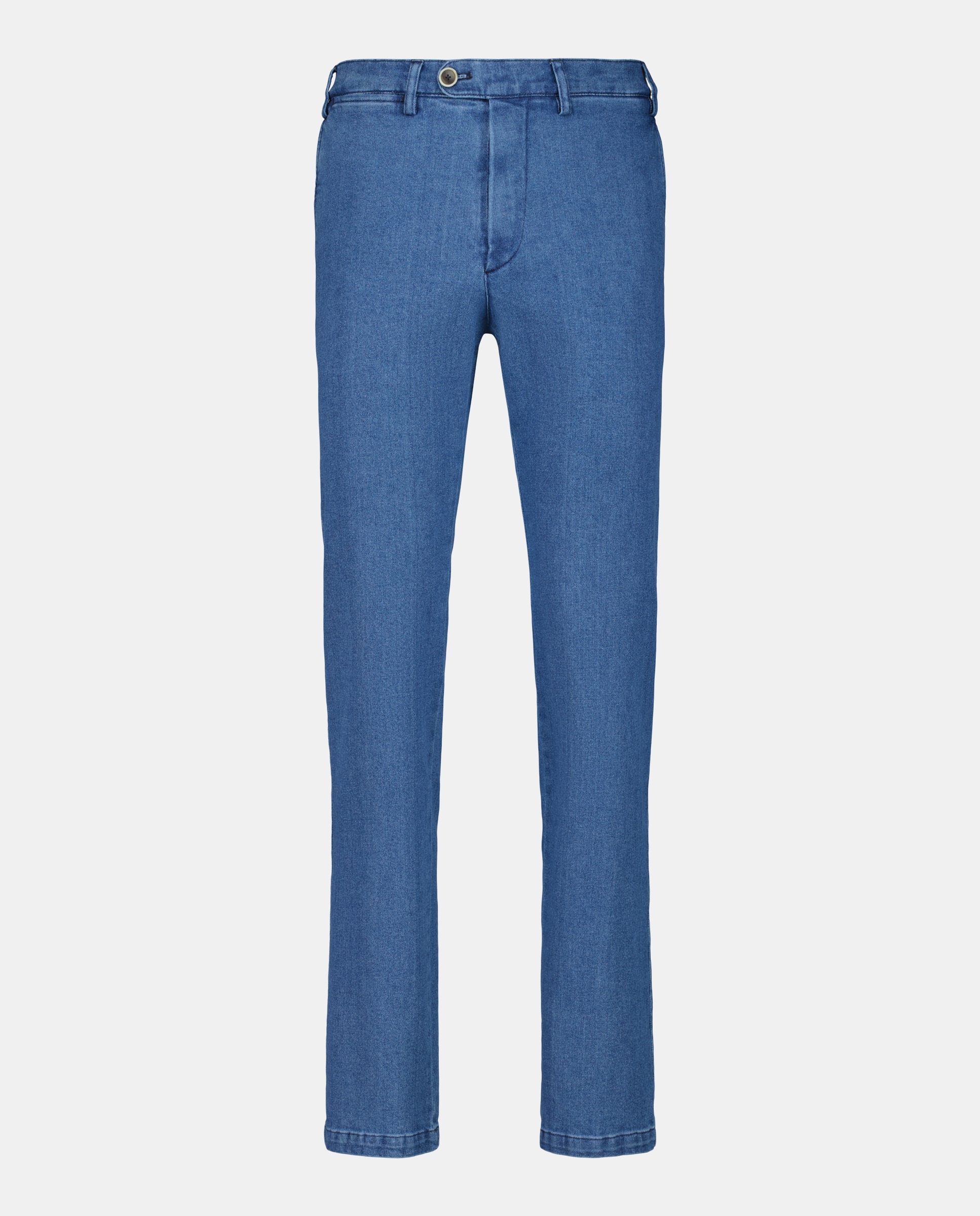 Calças Chino Regular Fit de Ganga Stretch Lisas Azul-índigo-4