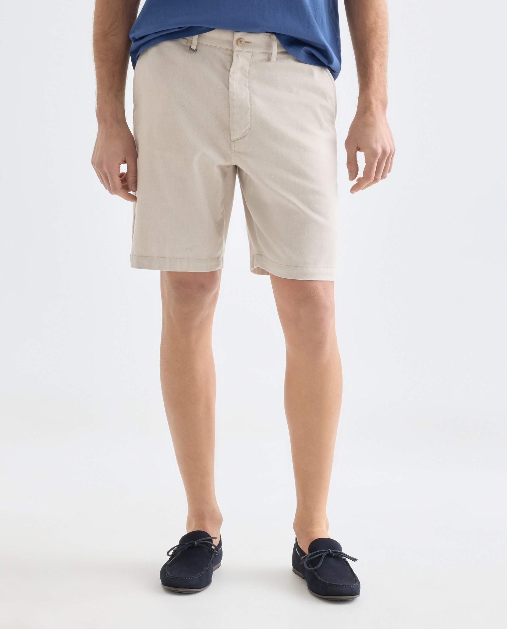 Bermudas Chino 100% Algodão Regular Fit Castanho-claro-2