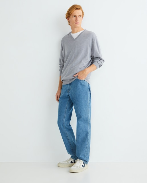 Imagem 0 de Camisola de Malha com Decote em Bico e em Lã 100% Merino