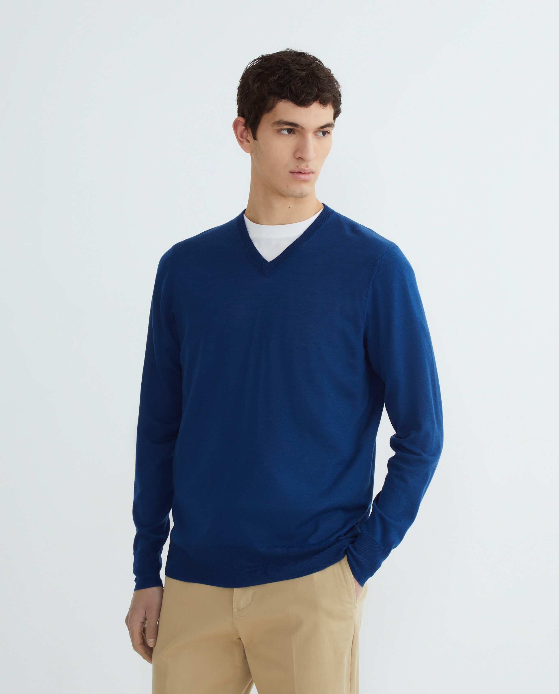 Alan Paine - Jersey de hombre cuello pico liso.