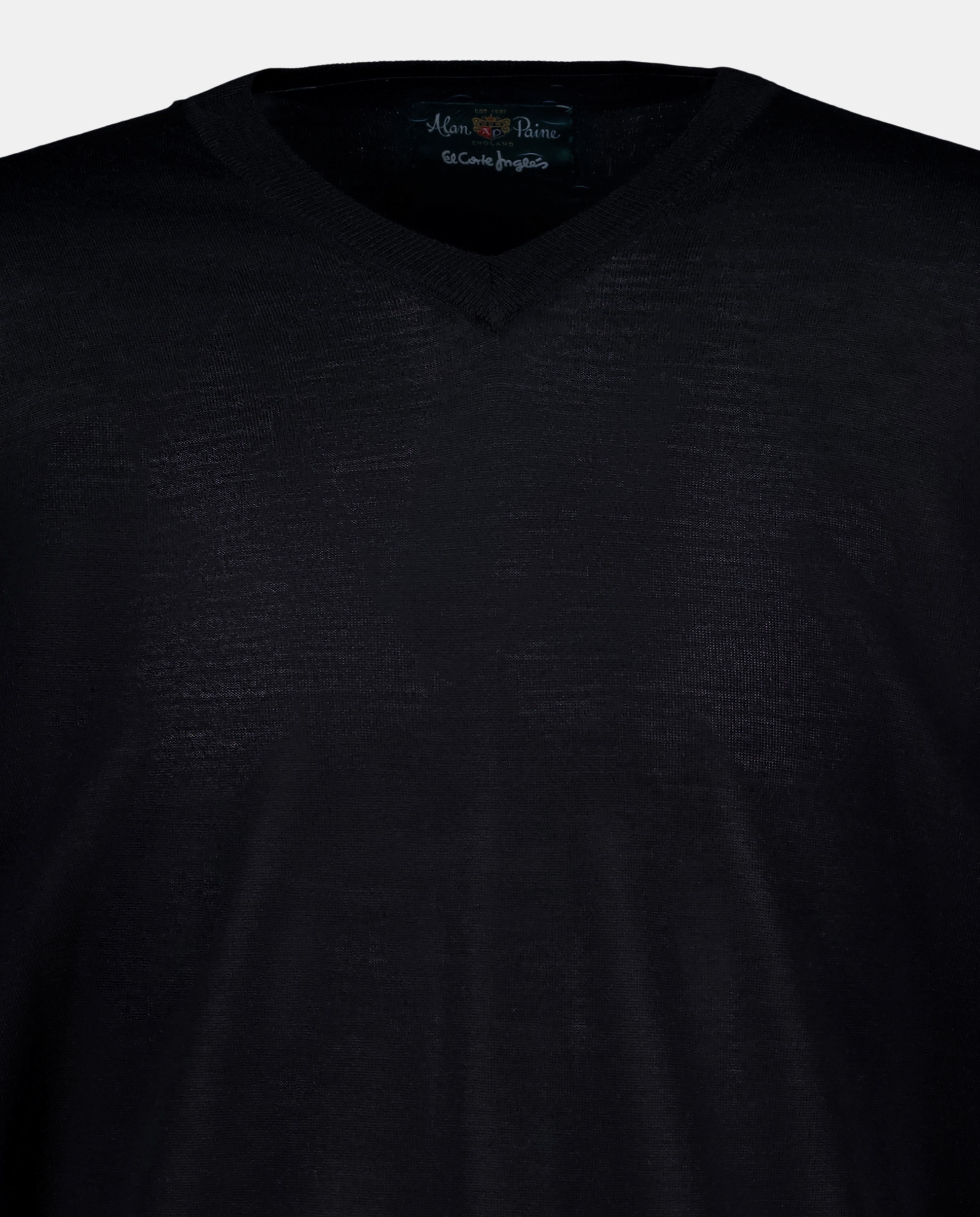 Camisola de Malha Lisa com Decote em Bico Preto-5