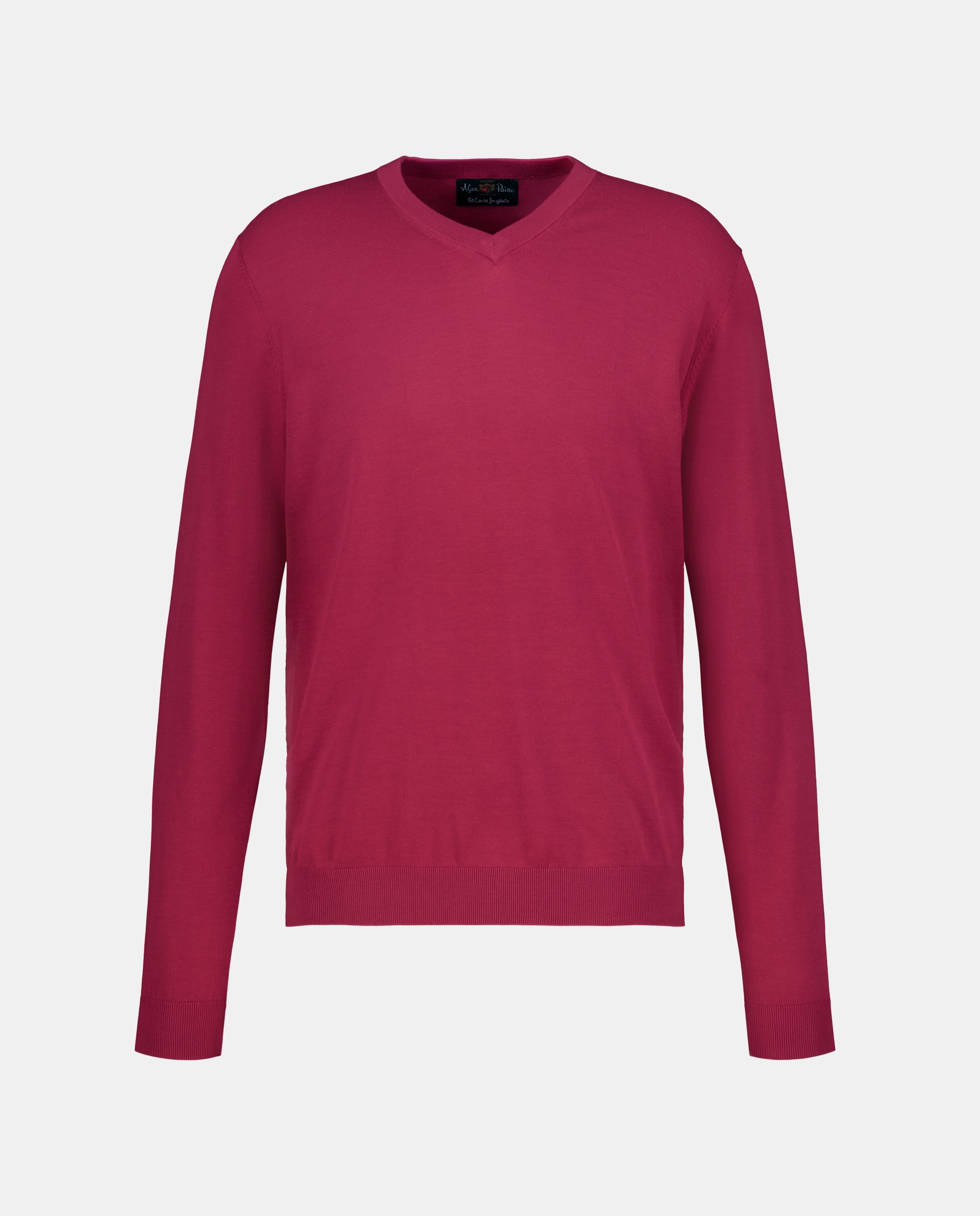 Camisola de Malha Lisa com Decote em Bico Rosa-4