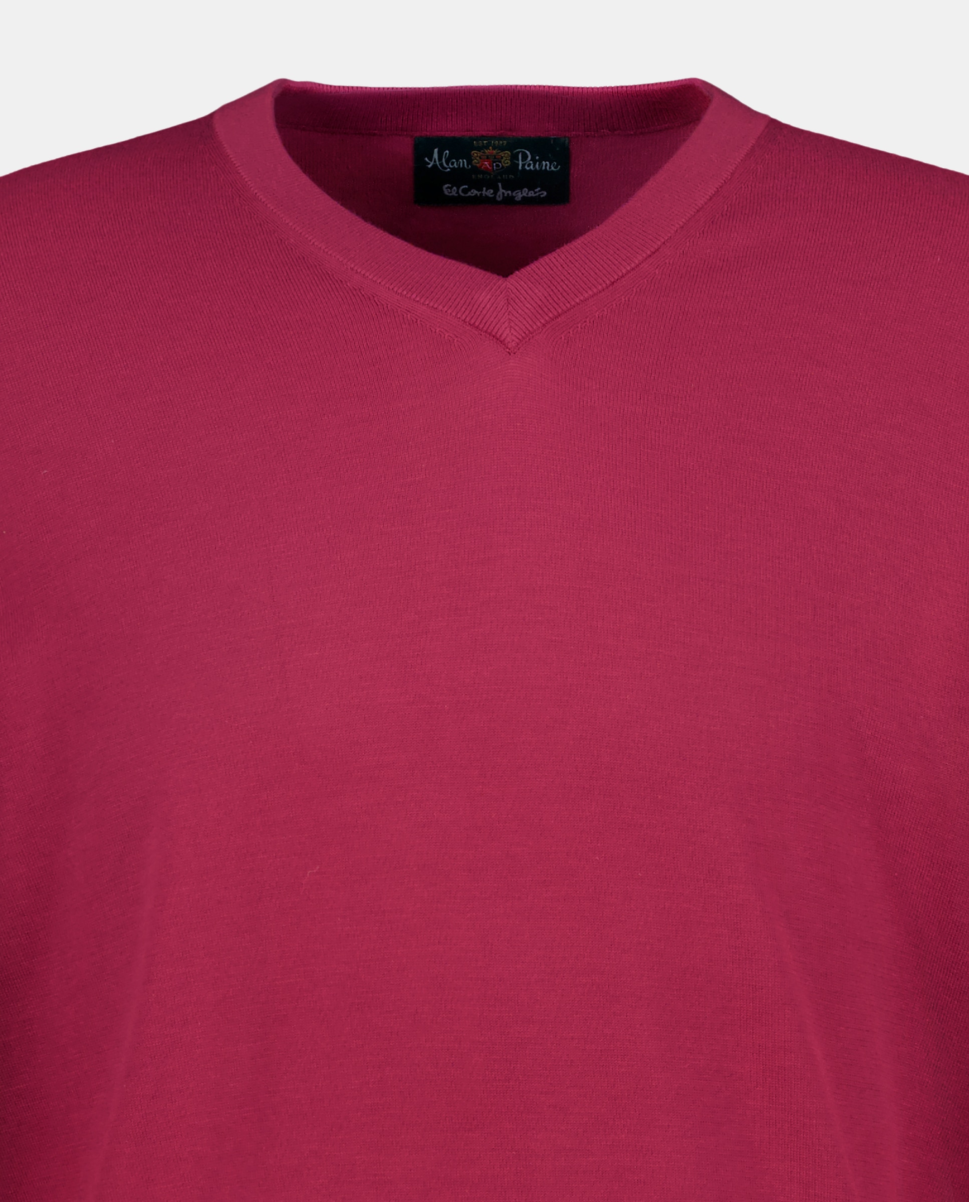 Camisola de Malha Lisa com Decote em Bico Rosa-5