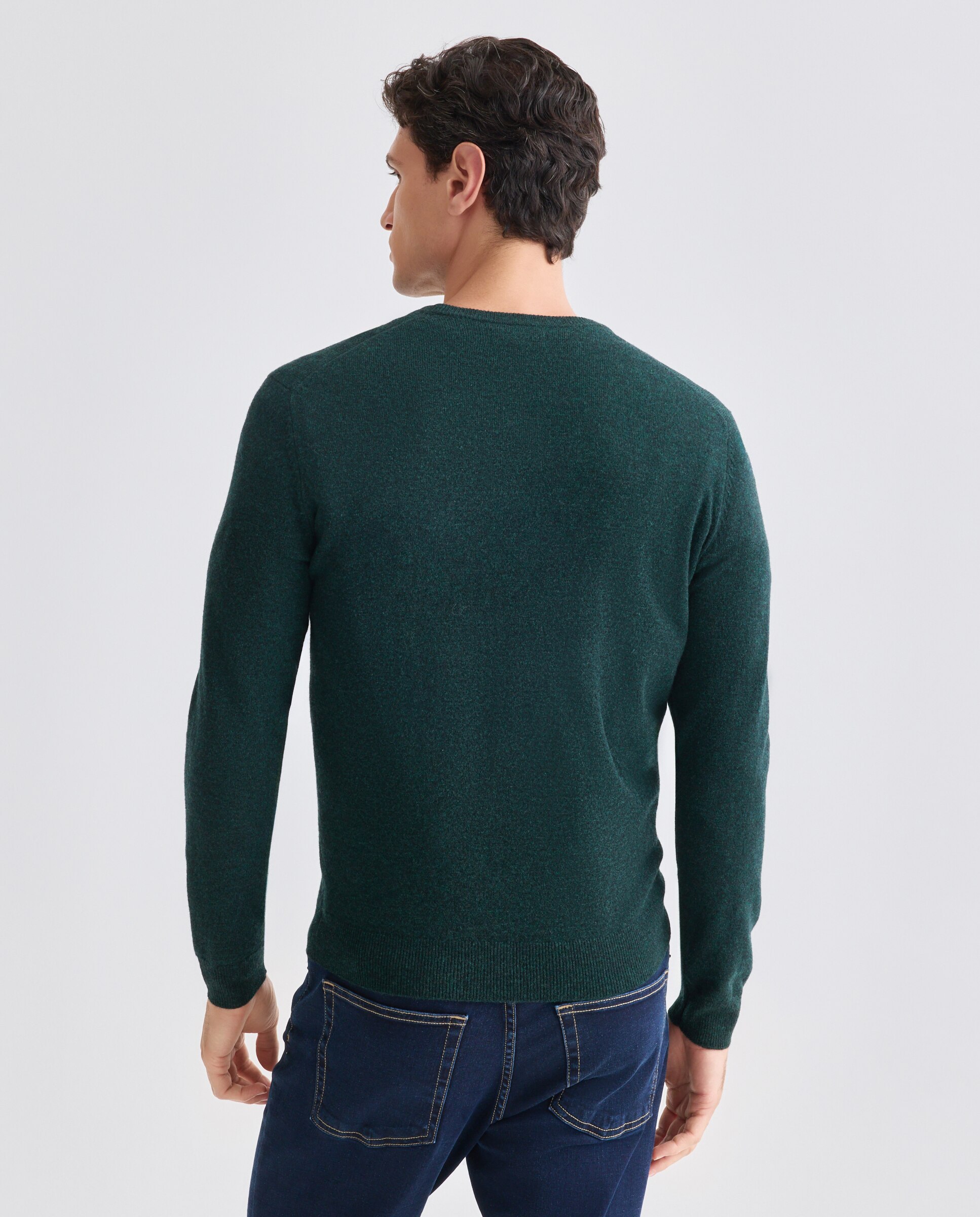 Camisola de malha com decote em bico Verde-3