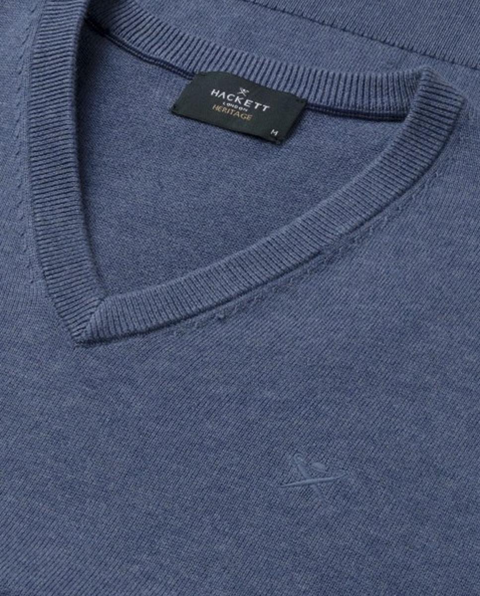 Imagen 3 de Jersey de hombre liso de algodón cuello pico - Hackett London - Azul Azul