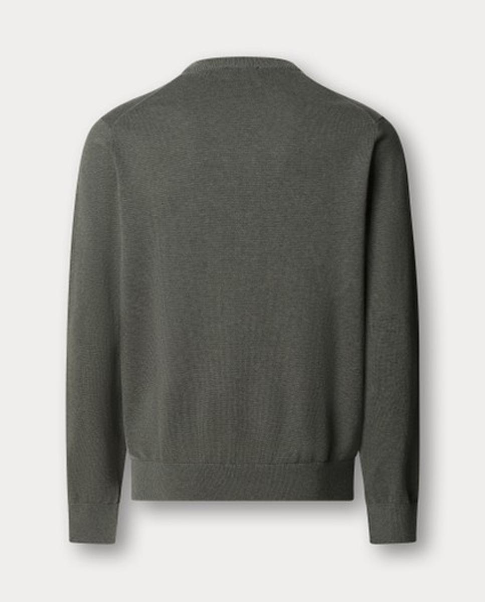 Imagen 2 de Jersey de hombre liso de algodón cuello pico - Hackett - Marrón oscuro Marrón oscuro