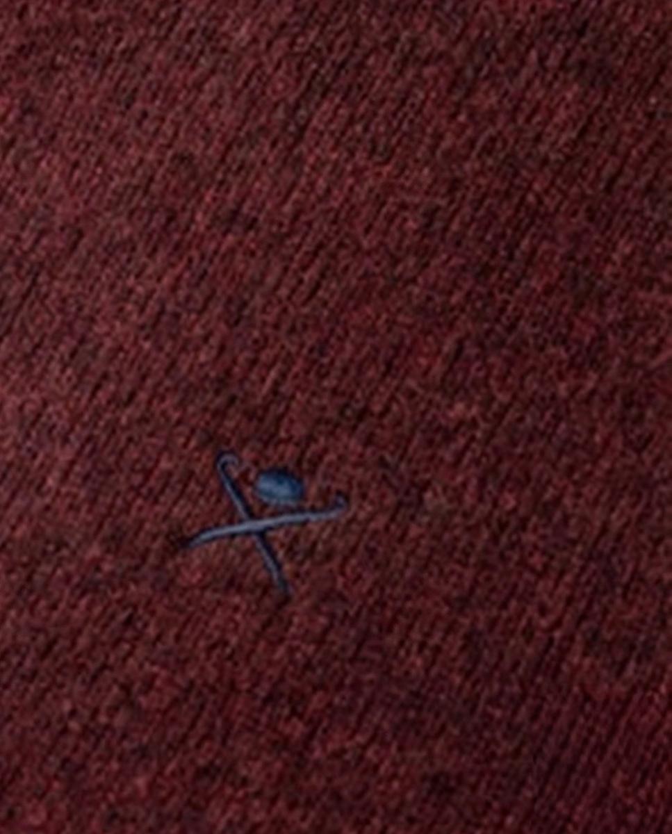 Jersey de hombre de lana de cordero con cuello de pico y logo bordado - Hackett - Burdeos Burdeos-6