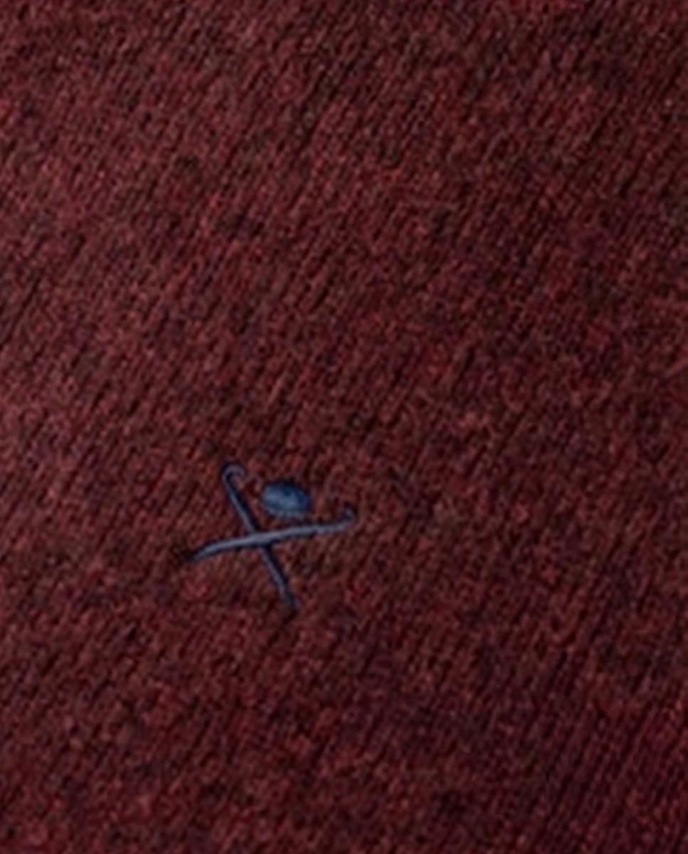 Jersey de hombre de lana de cordero con cuello de pico y logo bordado - Hackett - Burdeos Burdeos-7