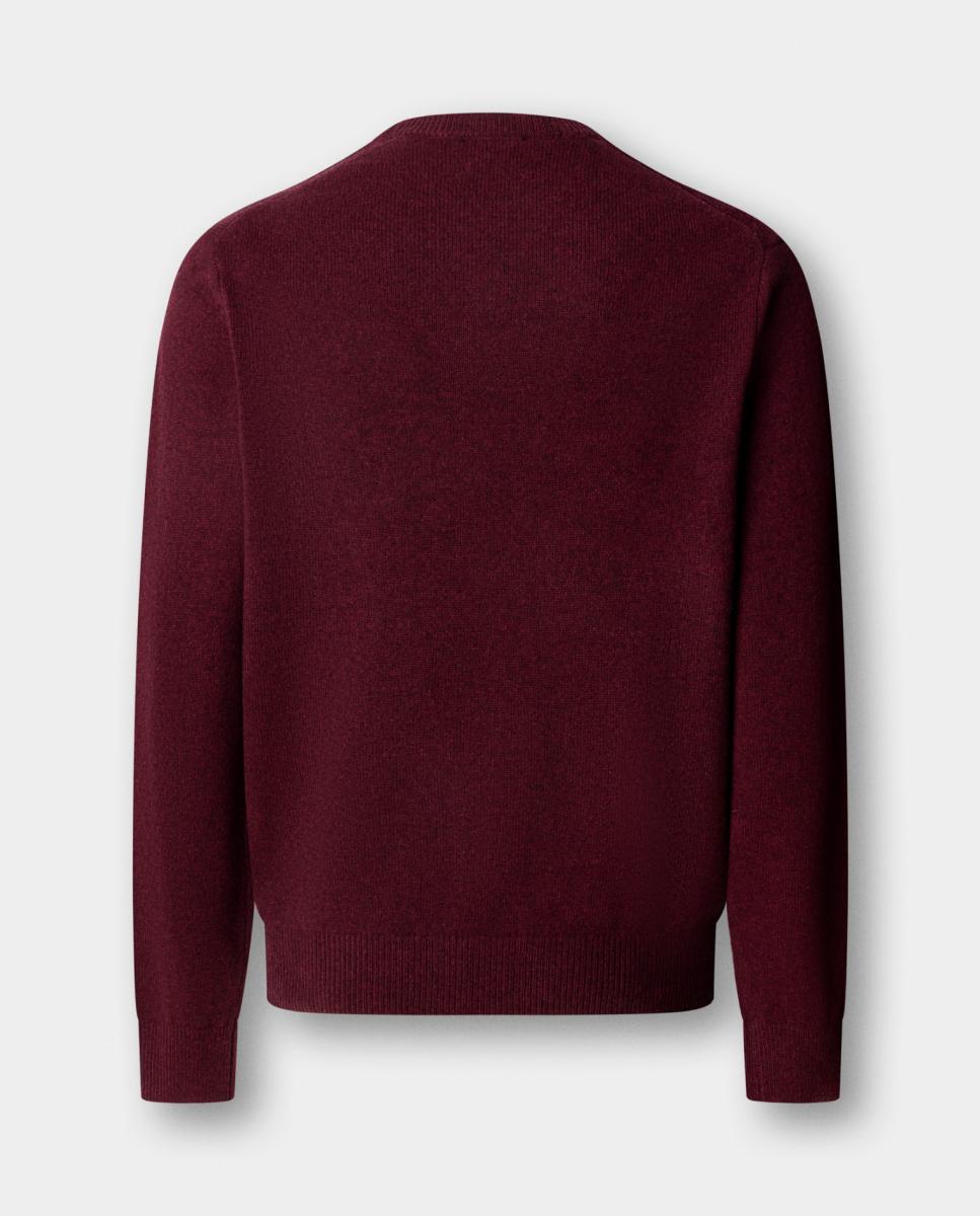 Jersey de hombre de lana de cordero con cuello de pico y logo bordado - Hackett - Burdeos Burdeos-9