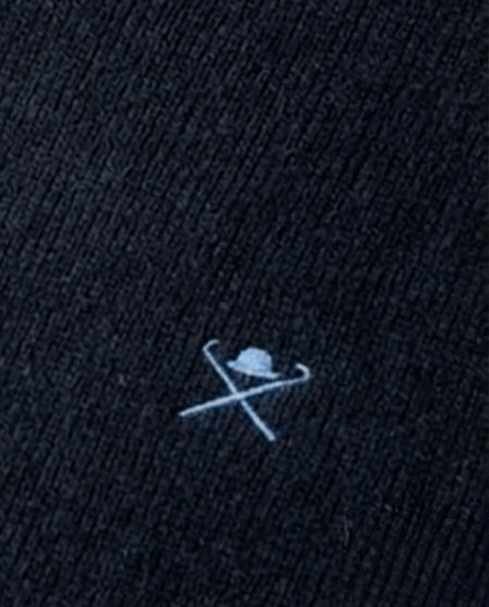 Jersey de hombre de lana de cordero con cuello de pico y logo bordado - Hackett - Azul marino Azul marino-5