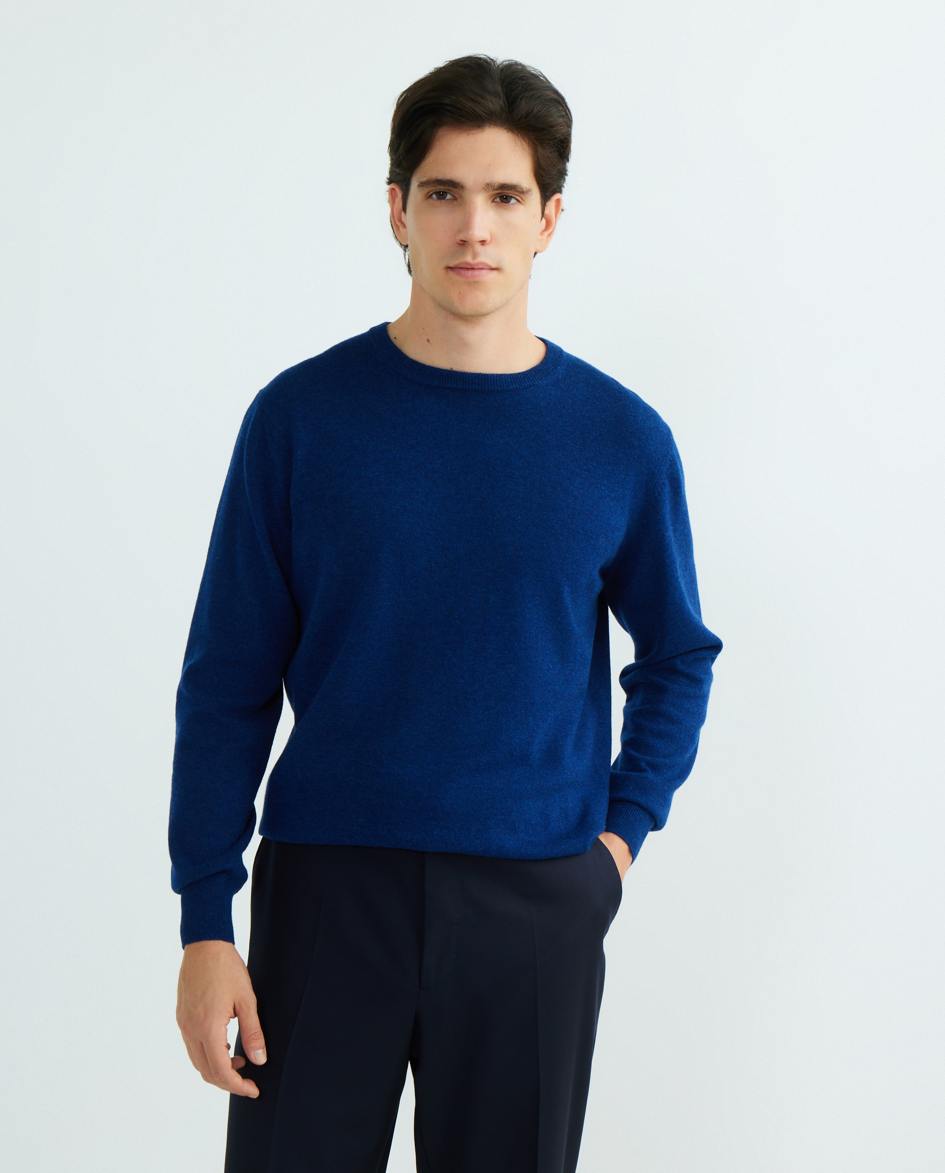 Imagen 2 de Jersey de lana 100% de hombre con el cuello redondo - Alan Paine - Azul índigo Azul índigo