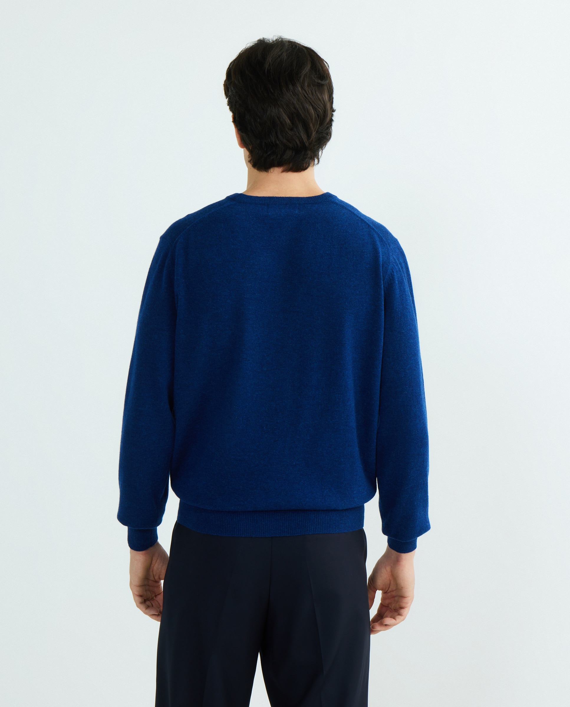 Imagen 3 de Jersey de lana 100% de hombre con el cuello redondo - Alan Paine - Azul índigo Azul índigo