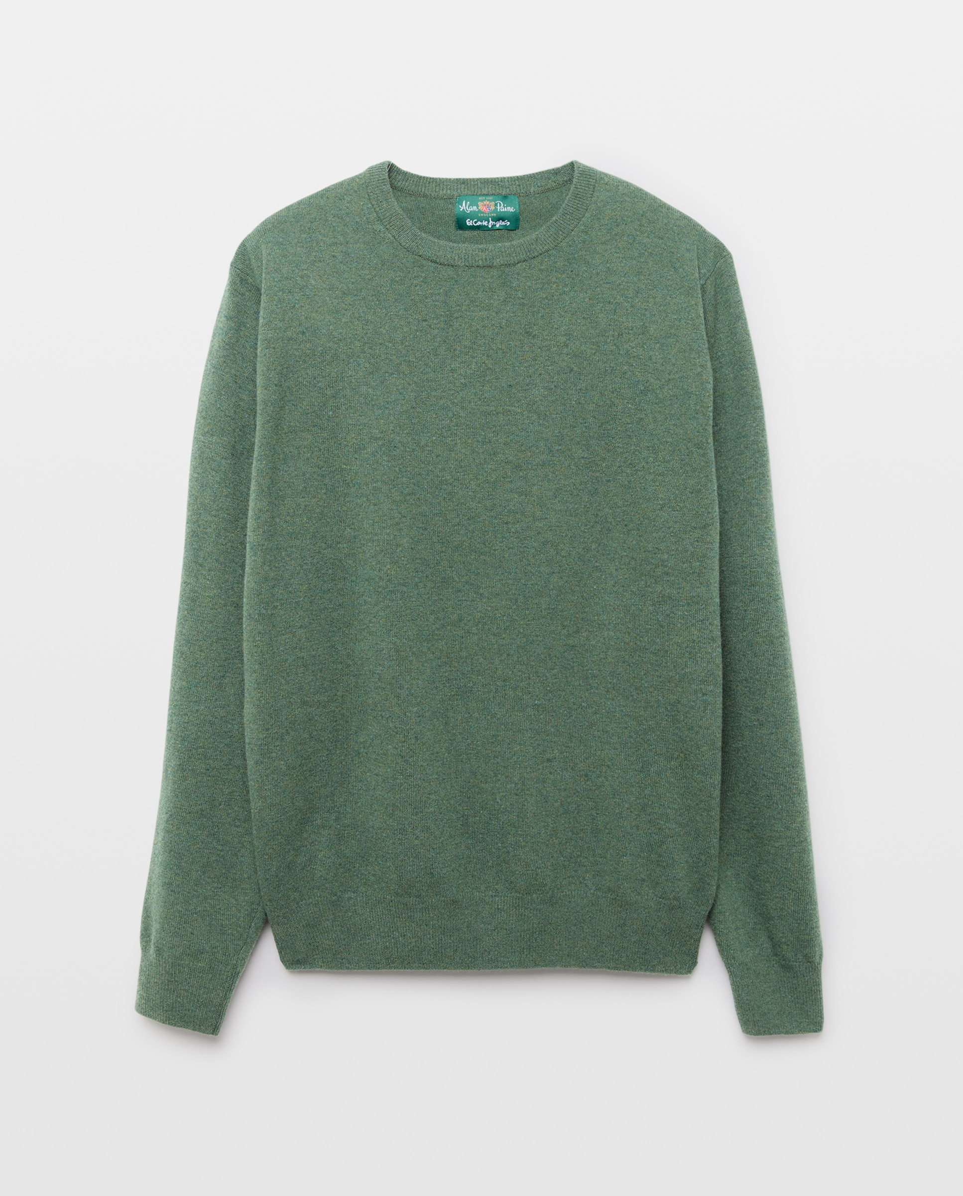 Imagen 4 de Jersey de lana 100% de hombre con el cuello redondo - Alan Paine - Verde militar Verde militar