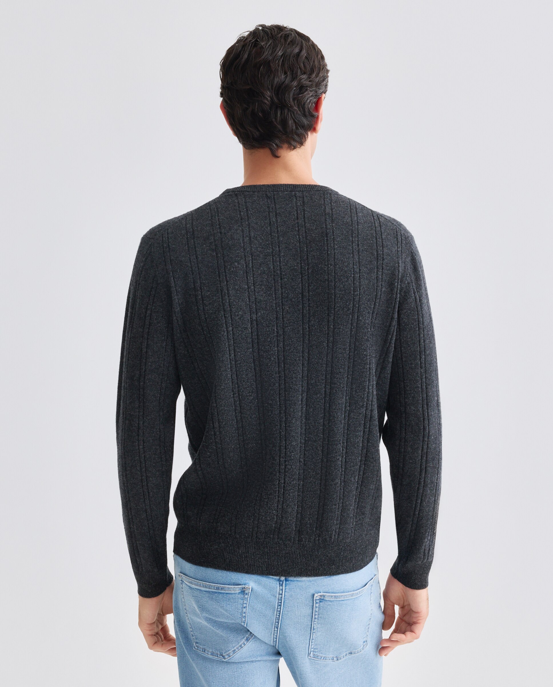 Camisola de Malha com Gola Regular Cinzento-escuro-3