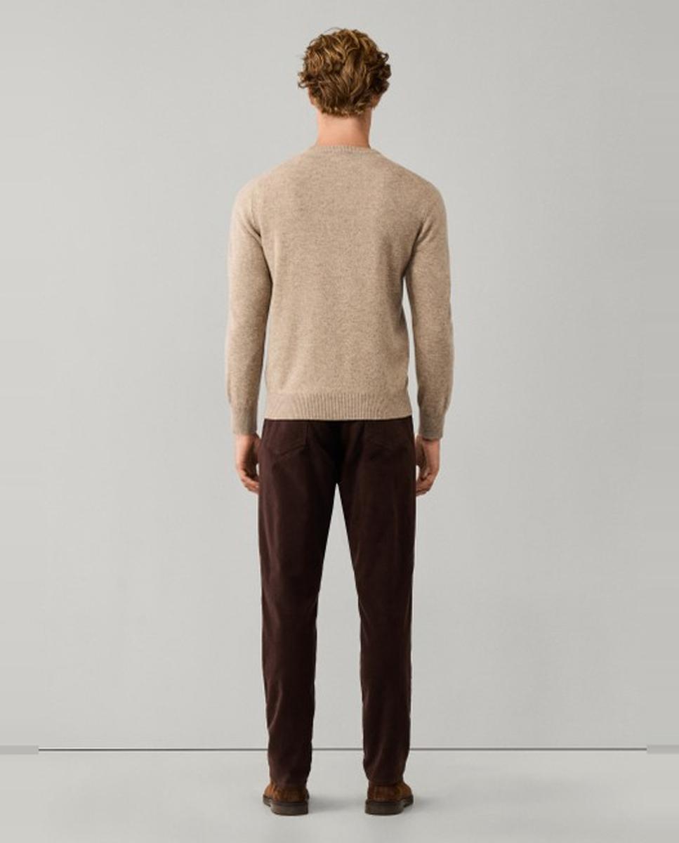 Jersey de hombre de lana con cuello redondo y logo bordado - Hackett London - Crema Crema-2