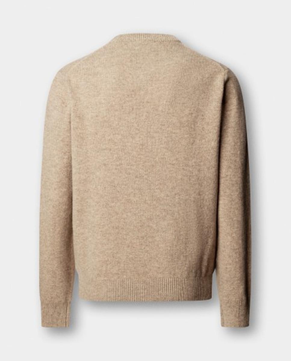 Jersey de hombre de lana con cuello redondo y logo bordado - Hackett London - Crema Crema-3