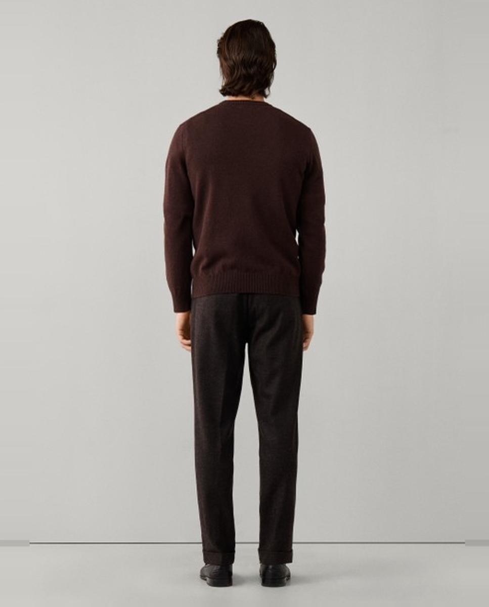 Jersey de hombre de lana con cuello redondo y logo bordado - Hackett London - Marrón oscuro Marrón oscuro-2