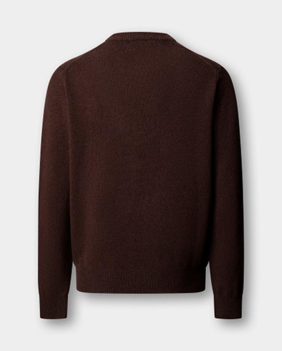 Jersey de hombre de lana con cuello redondo y logo bordado - Hackett London - Marrón oscuro Marrón oscuro-4