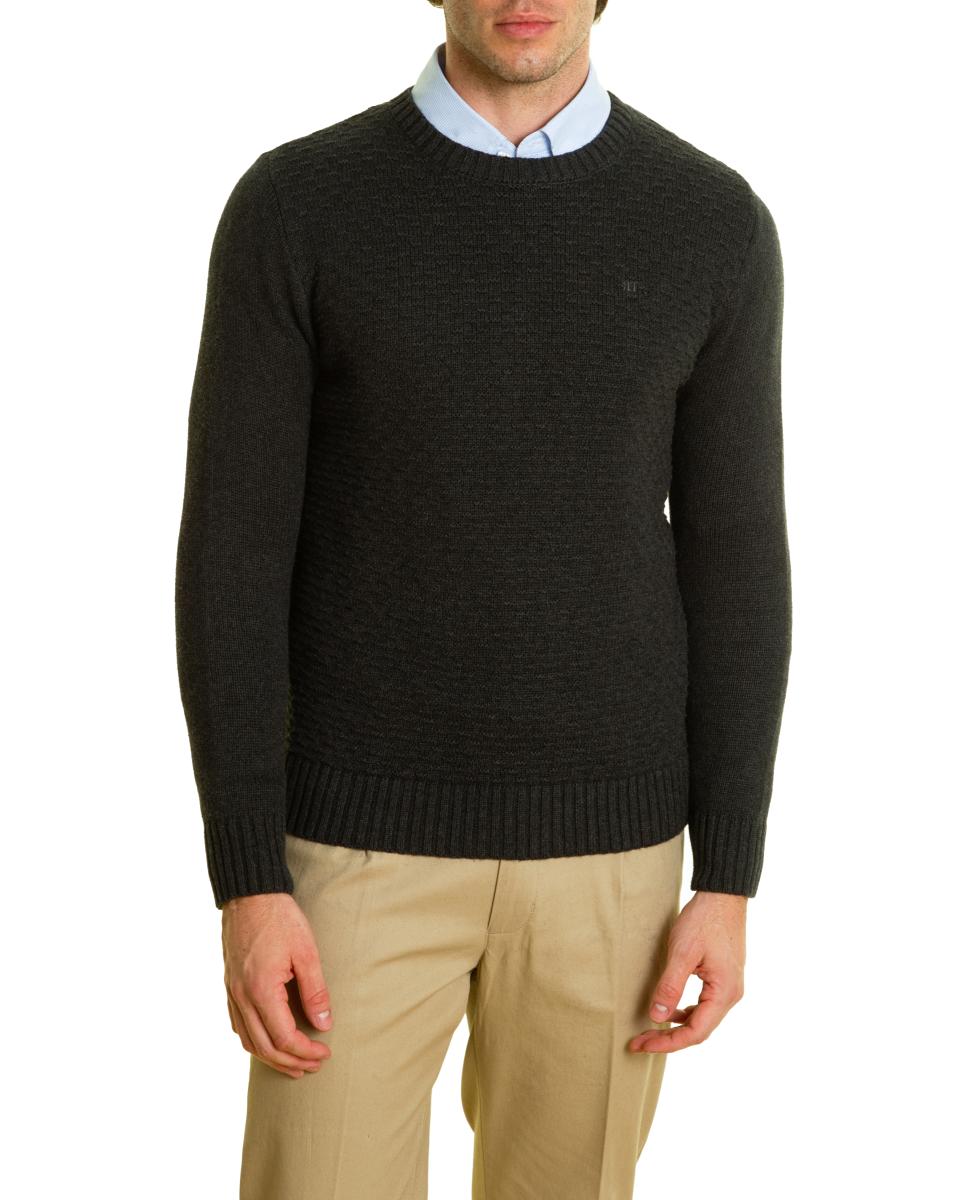 Camisola de Malha com Decote Redondo Cinzento-3
