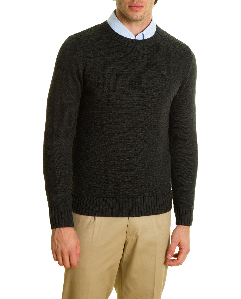 Camisola de Malha com Decote Redondo Cinzento-4