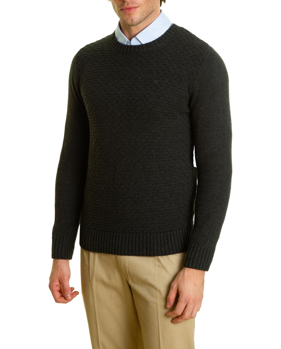 Camisola de Malha com Decote Redondo Cinzento-5