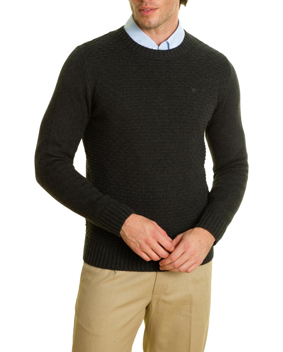 Camisola de Malha com Decote Redondo Cinzento-6