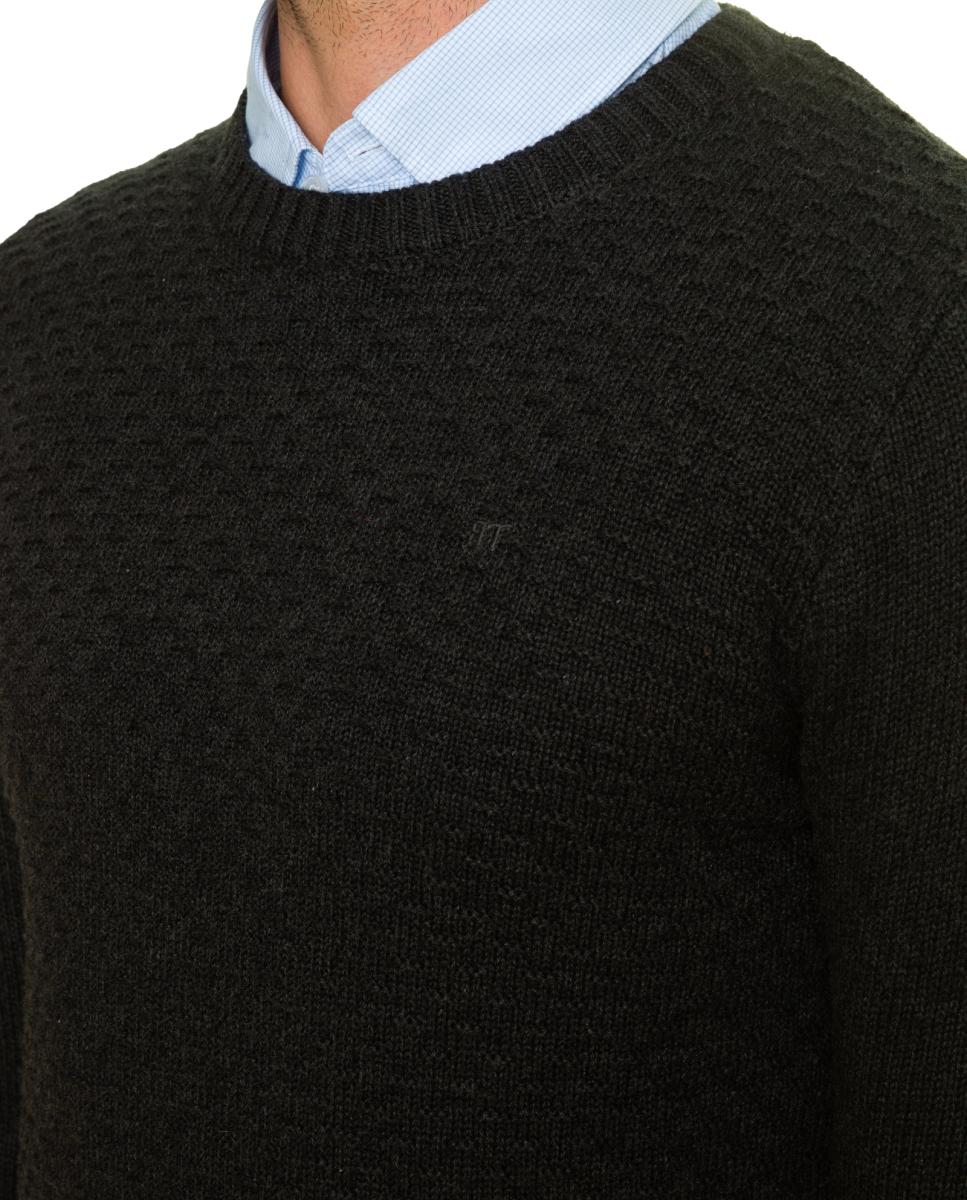 Camisola de Malha com Decote Redondo Cinzento-8