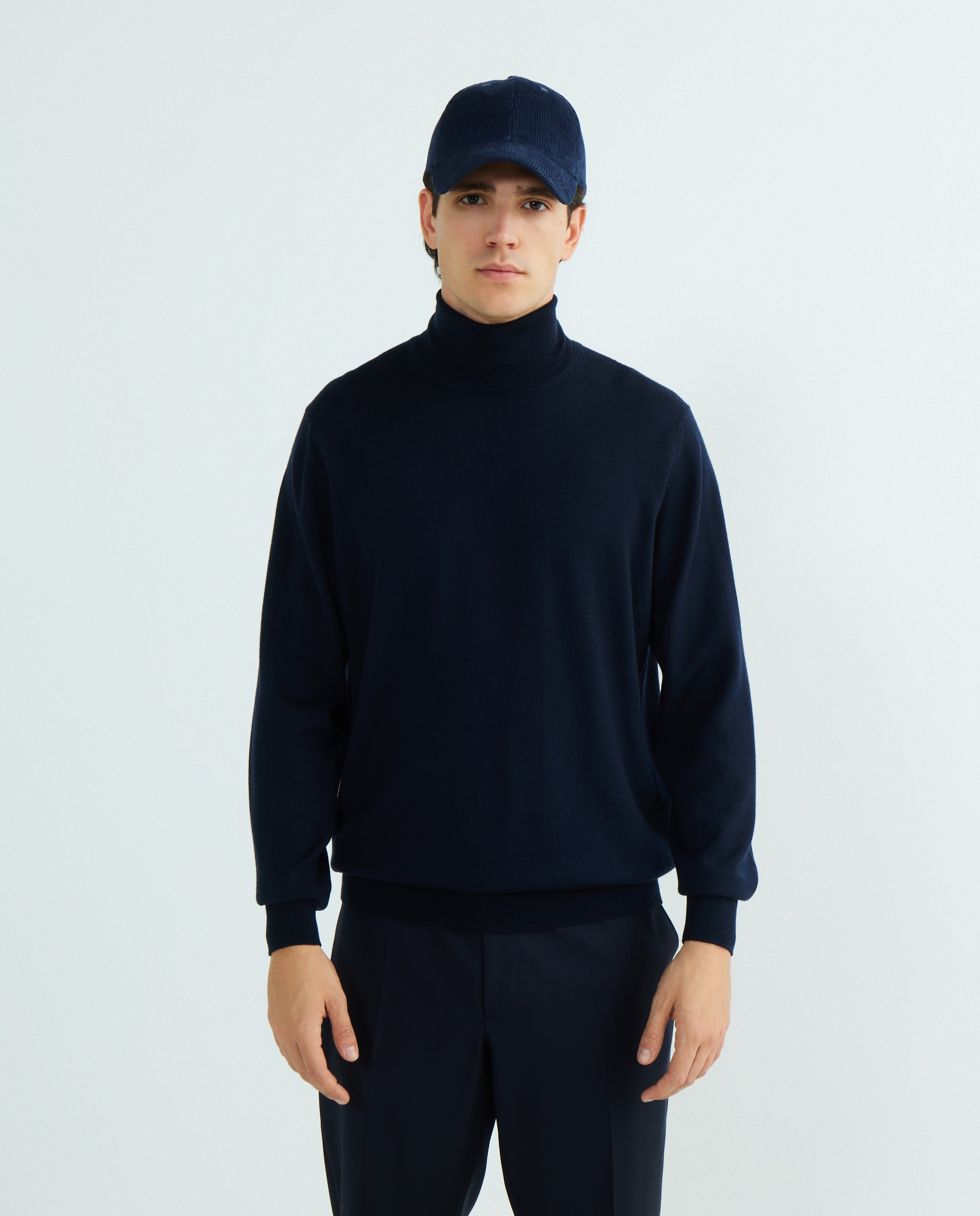 Imagen 1 de Jersey de lana 100% merino de hombre con el cuello cisne - Alan Paine - Azul marino Azul marino