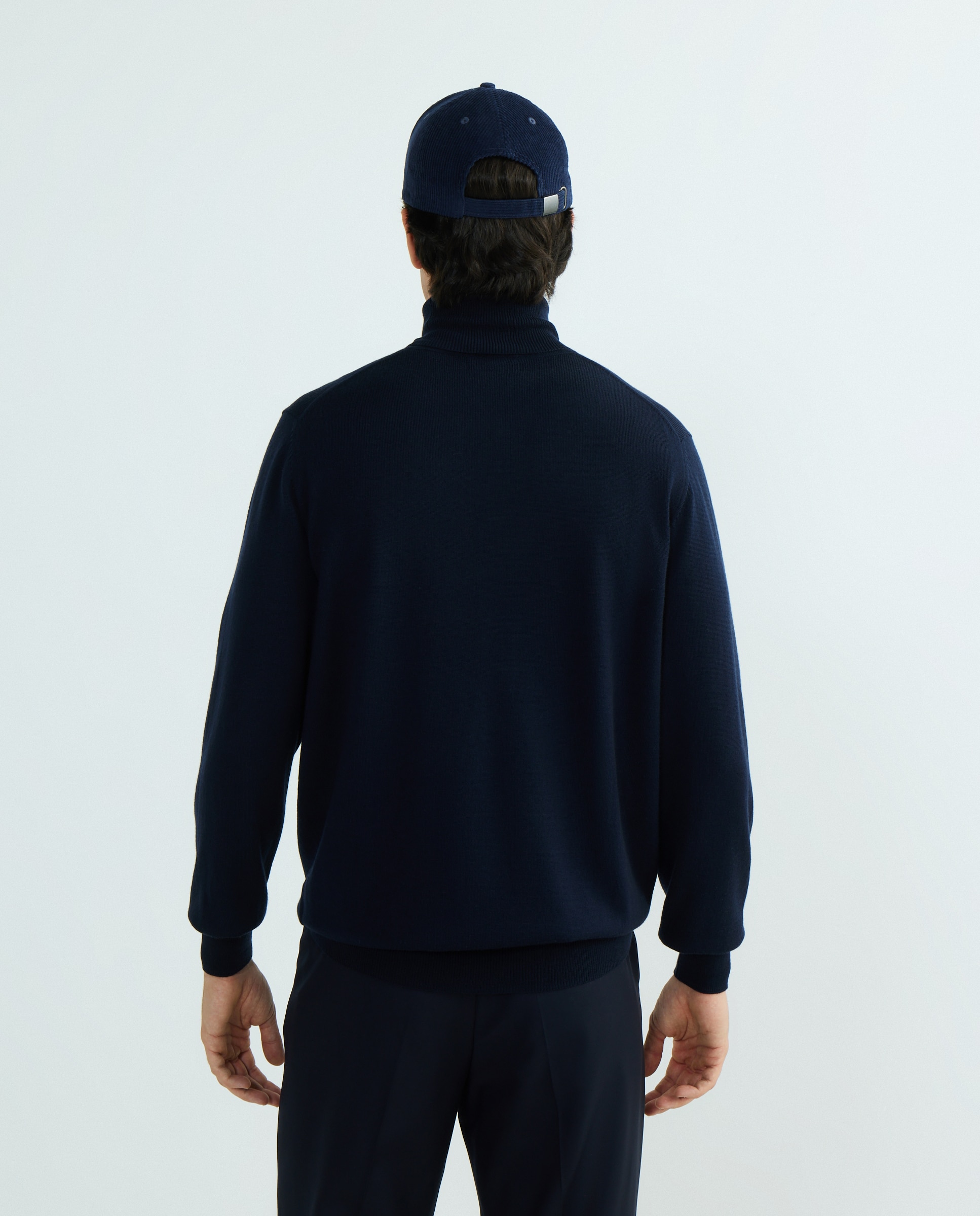Imagen 3 de Jersey de lana 100% merino de hombre con el cuello cisne - Alan Paine - Azul marino Azul marino