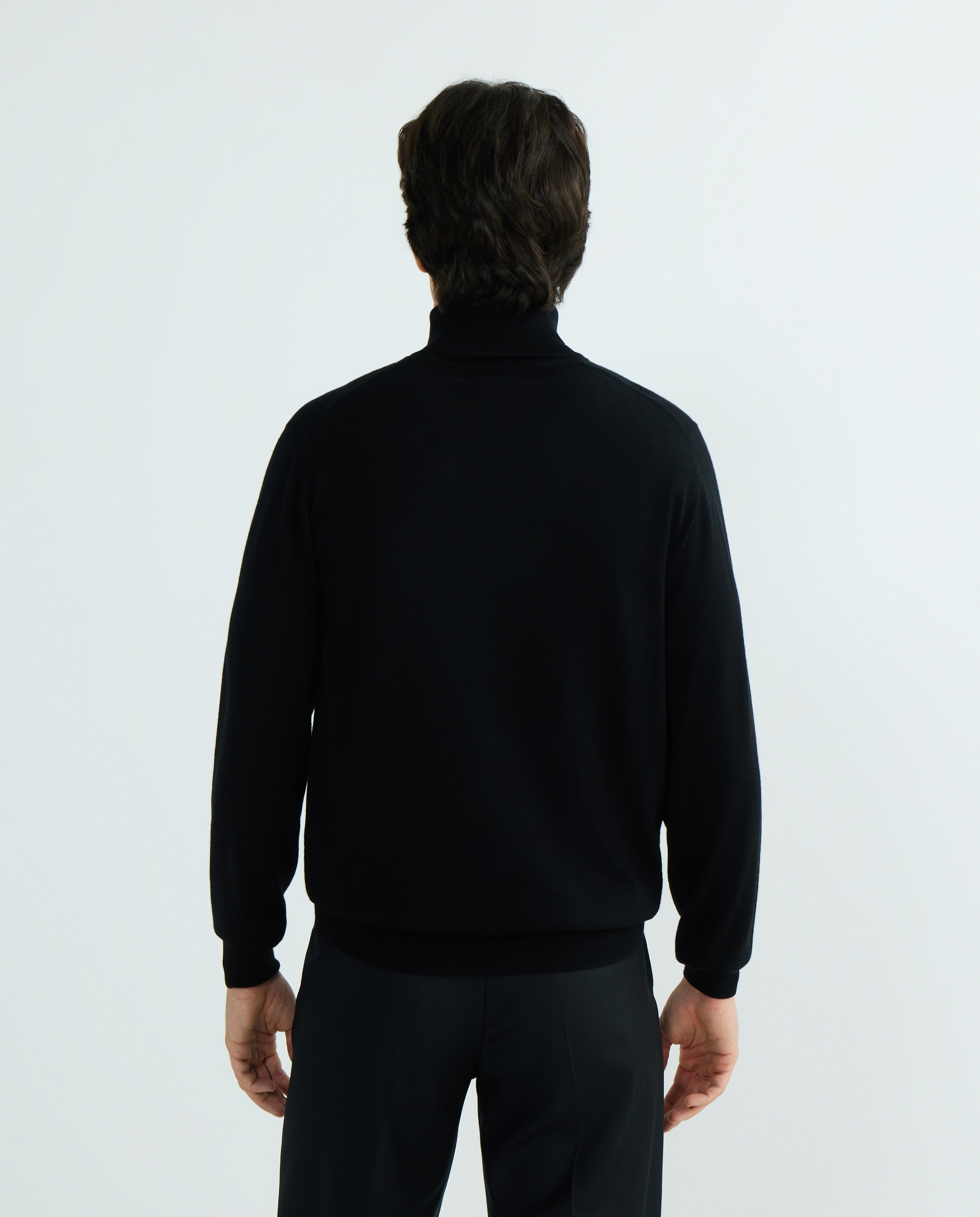 Camisola de Malha com Gola Cisne em Lã 100% Merino Preto-3