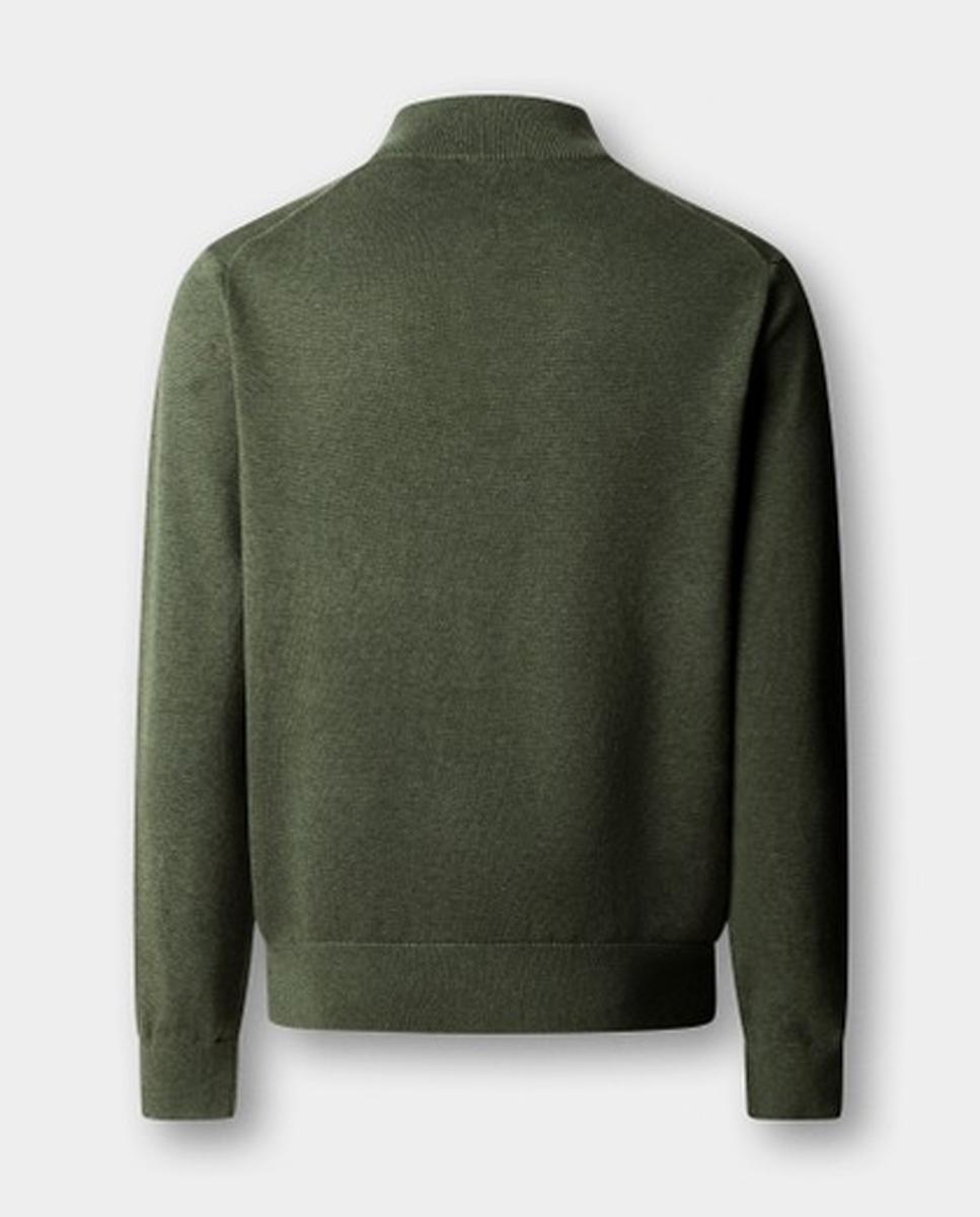 Jersey de hombre liso de algodón media cremallera - Hackett - Verde oscuro Verde oscuro-7
