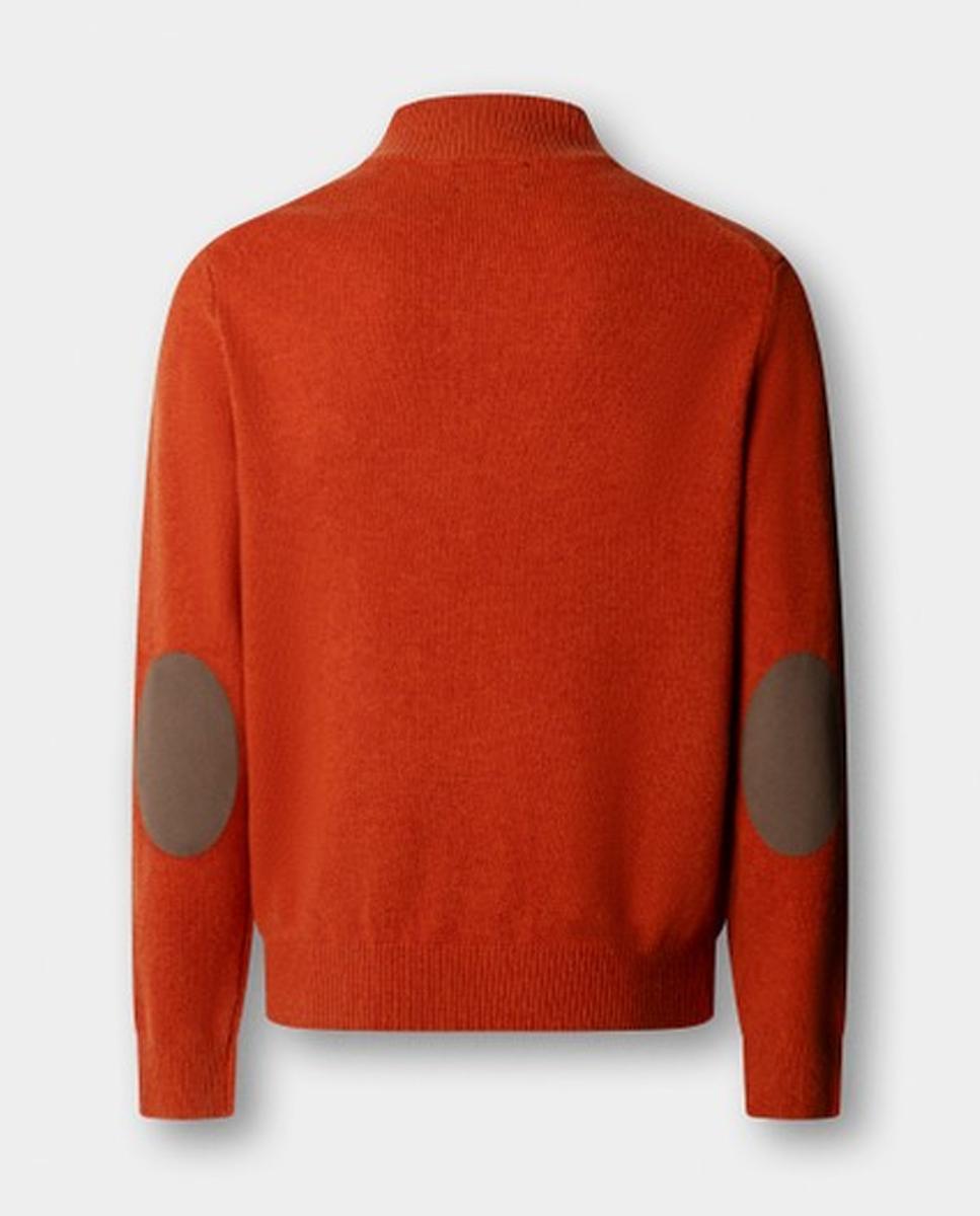 Jersey de hombre de lana con media cremallera y logo bordado - Hackett - Naranja Naranja-7