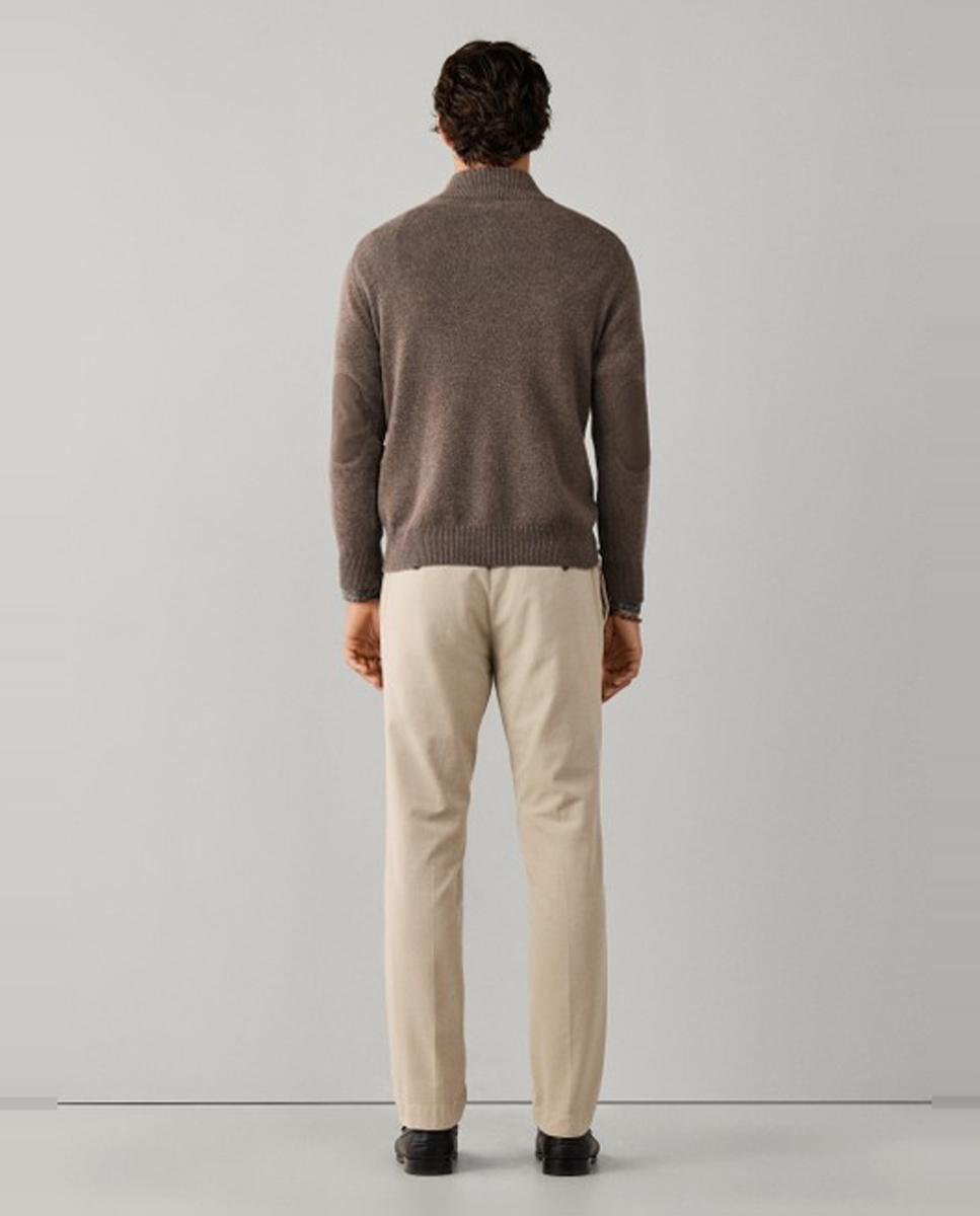 Jersey de hombre de lana con media cremallera y logo bordado - Hackett - Beige Beige-2