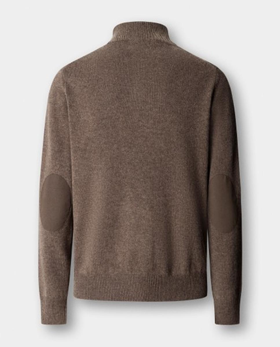 Jersey de hombre de lana con media cremallera y logo bordado - Hackett - Beige Beige-7