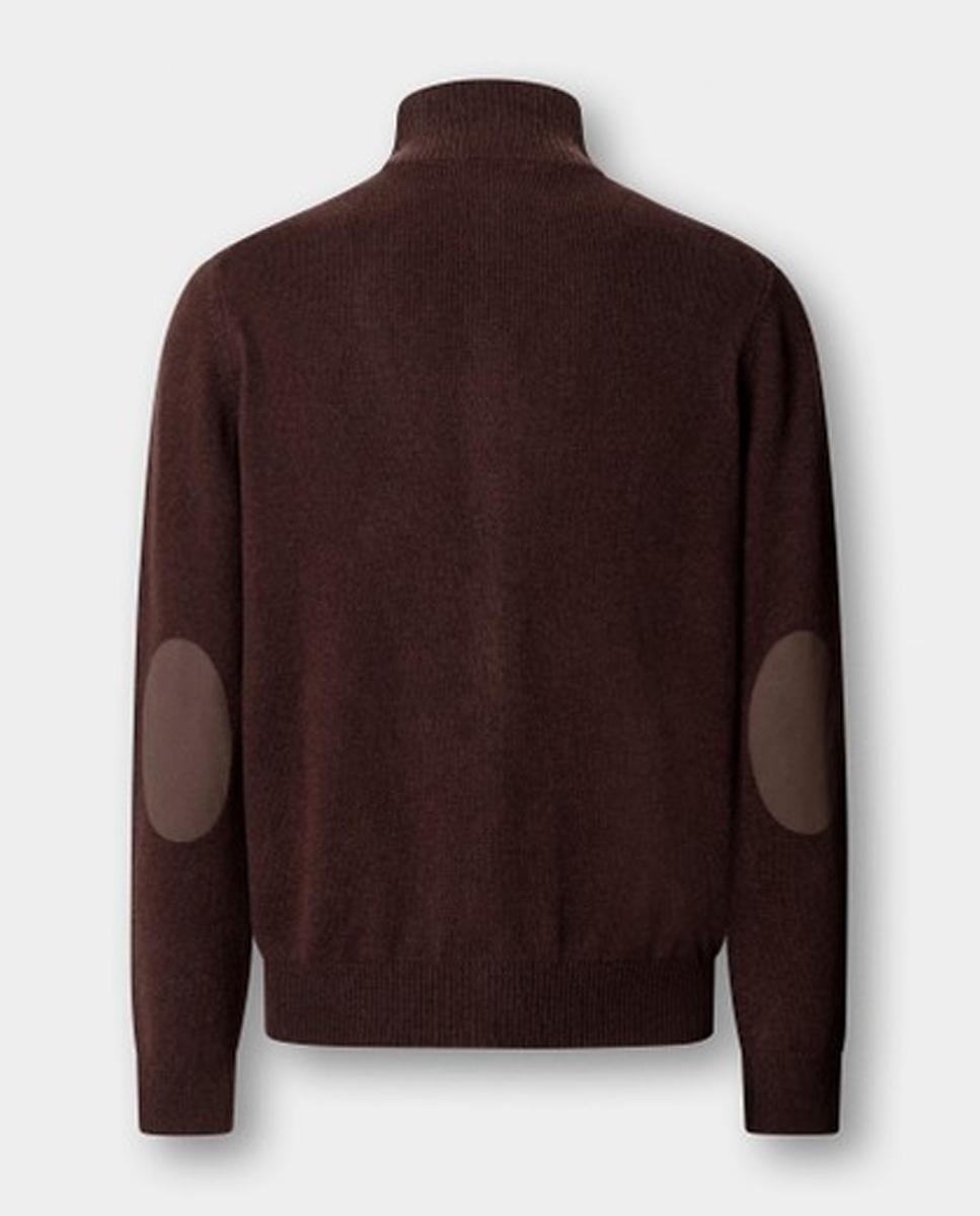 Cárdigan de hombre de lana con cremallera y logo bordado - Hackett London - Marrón oscuro Marrón oscuro-4