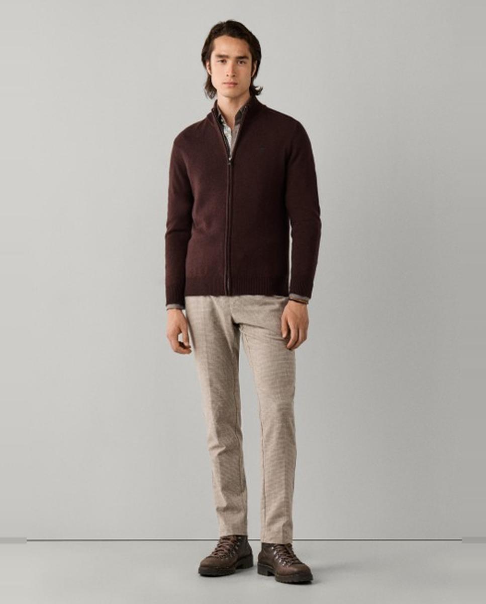 Cárdigan de hombre de lana con cremallera y logo bordado - Hackett London - Marrón oscuro Marrón oscuro-7