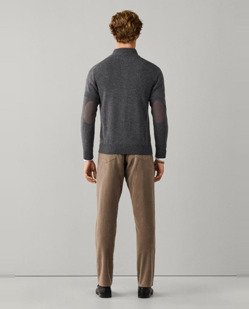 Cárdigan de hombre de lana con cremallera y logo bordado - Hackett London - Gris oscuro Gris oscuro-2