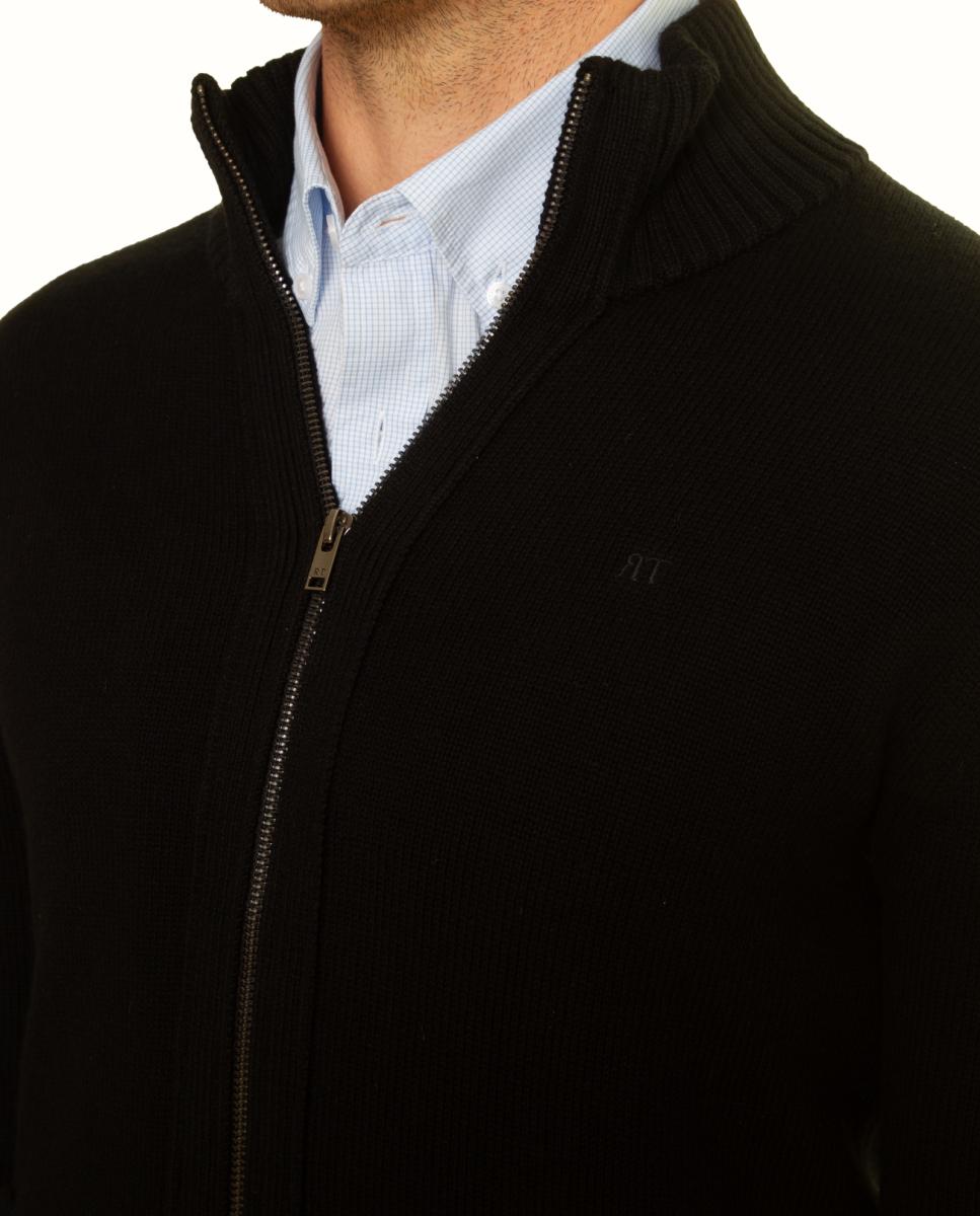 Chaqueta punto con cremallera - Roberto Torretta - Negro Negro-8
