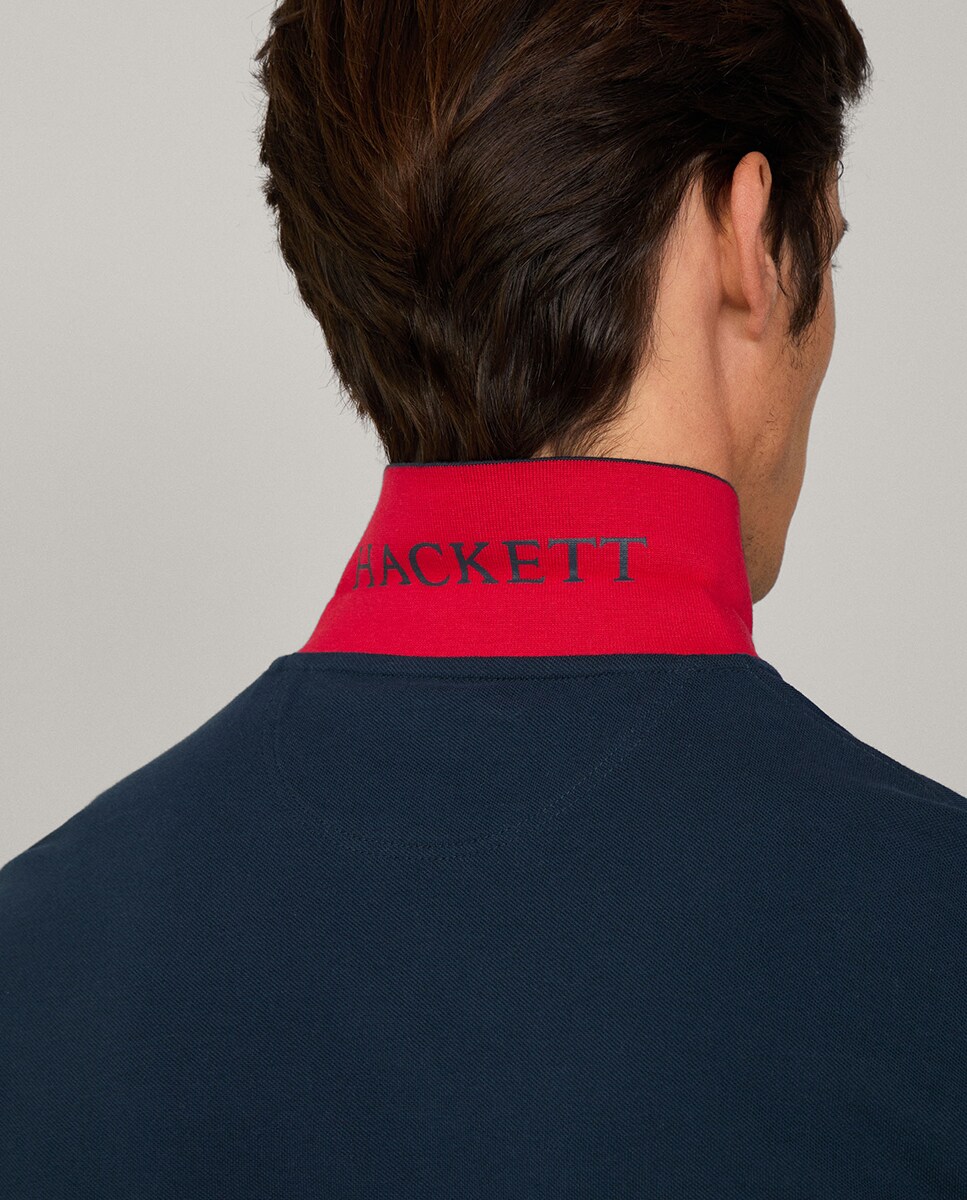 Polo de Manga Comprida Classic Fit com Logótipo Bordado. Azul-marinho-5