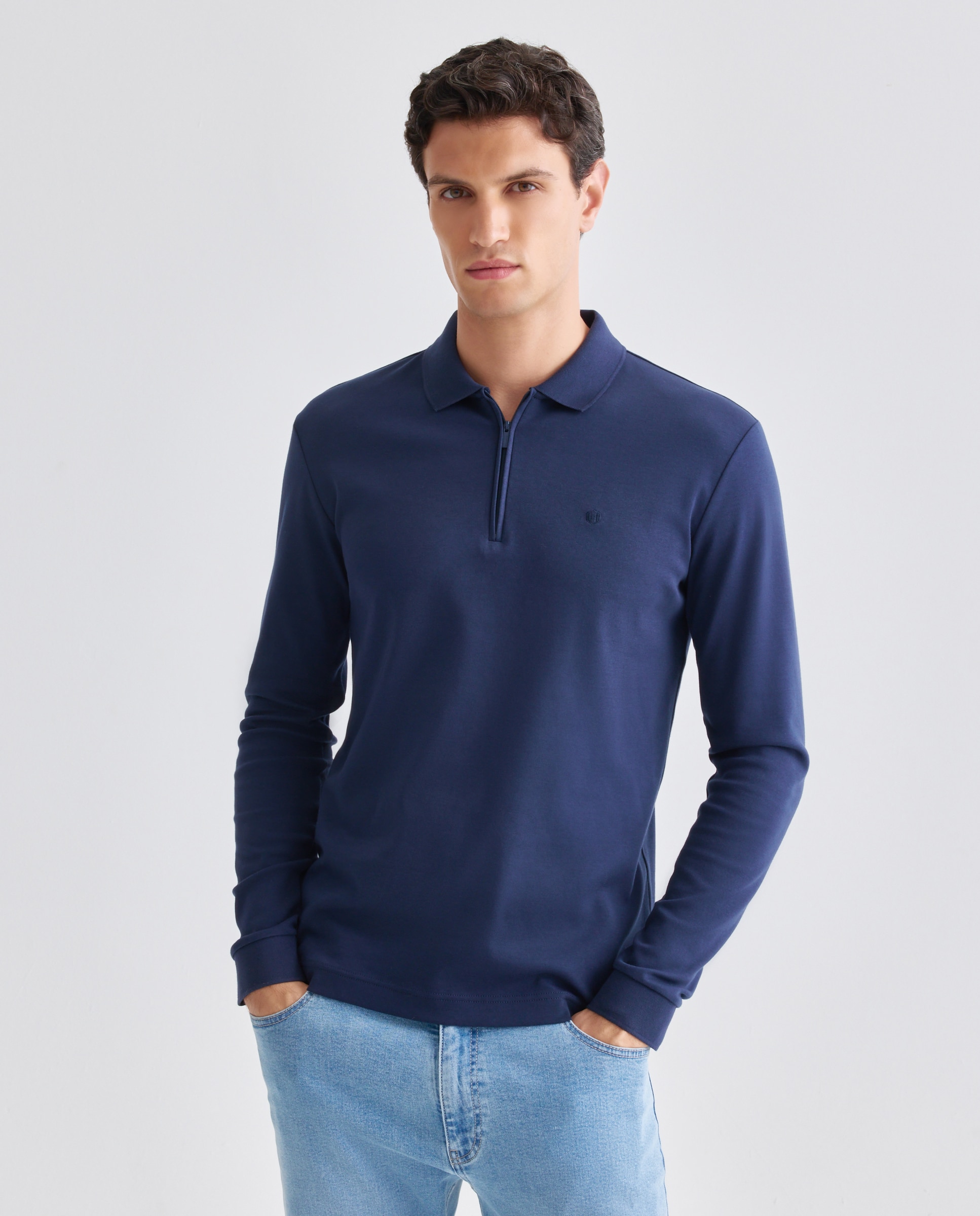 Polo de hombre manga larga - Rushmore - Azul marino Azul marino-1