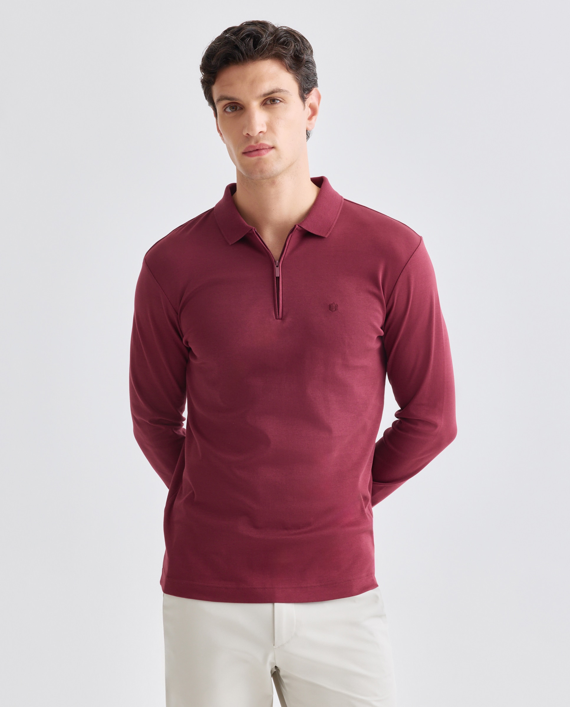 Polo de hombre manga larga - Rushmore - Burdeos Burdeos-1