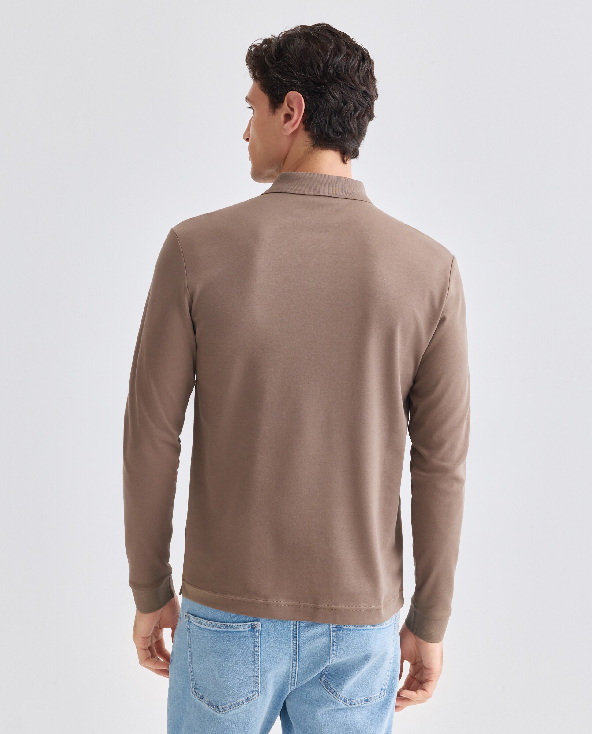 Polo de hombre manga larga - Rushmore - Marrón Marrón-3