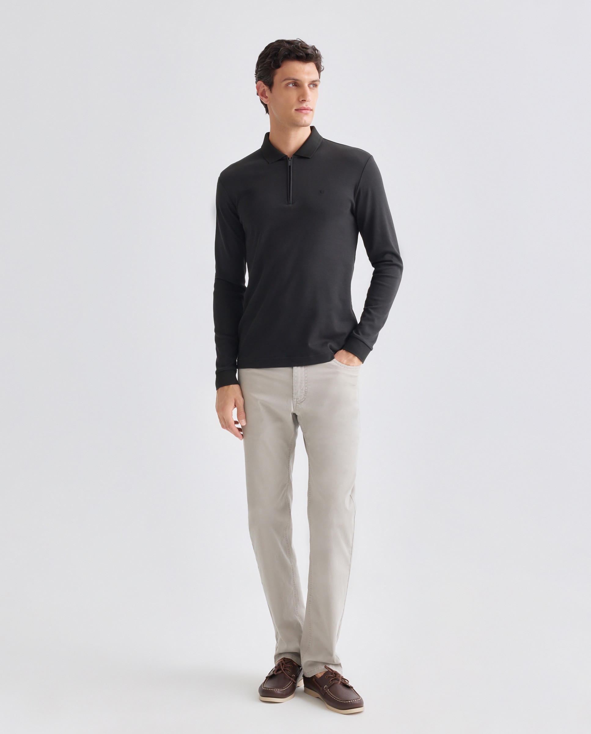 Polo de hombre manga larga - Rushmore - Negro Negro-2
