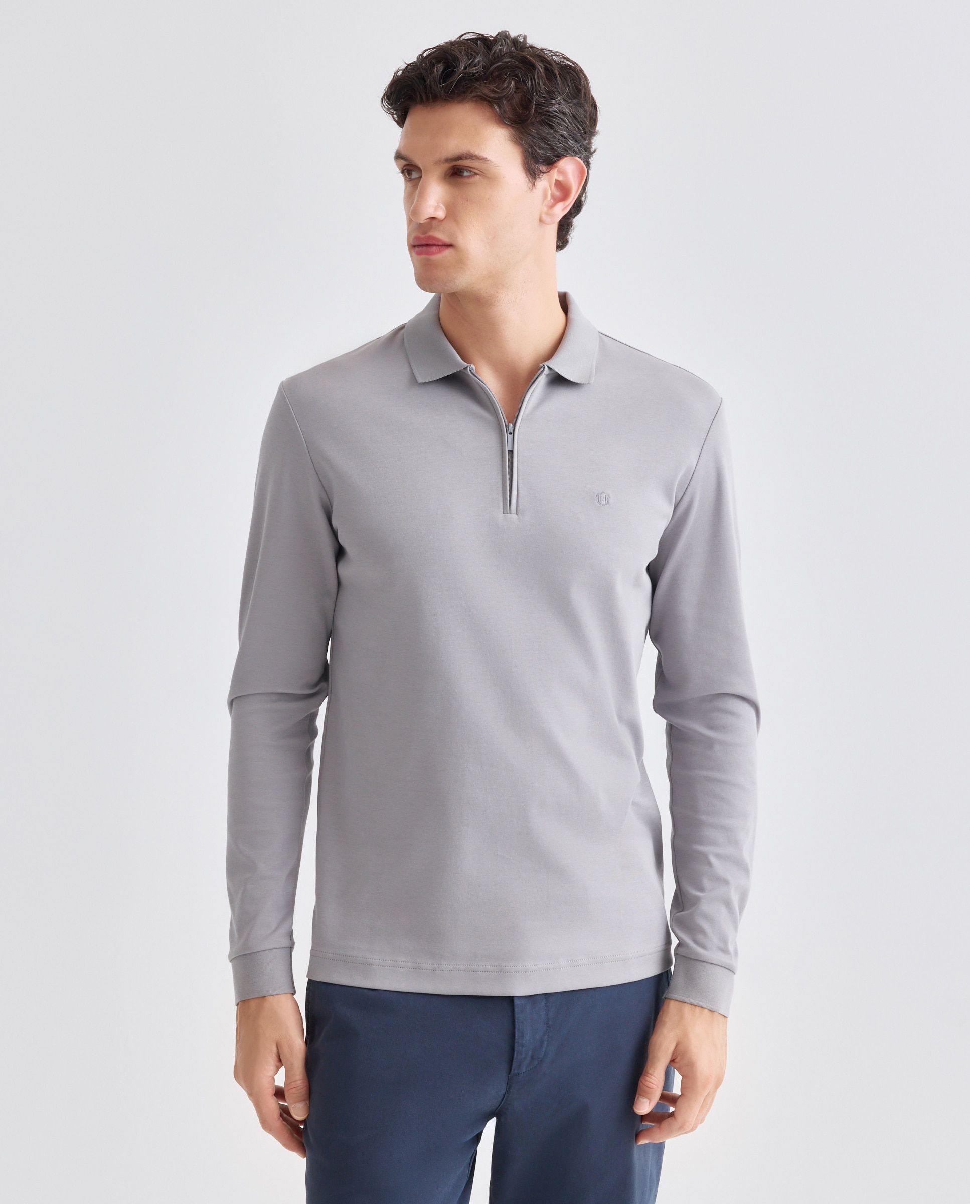 Polo de hombre manga larga - Rushmore - Gris Gris-1