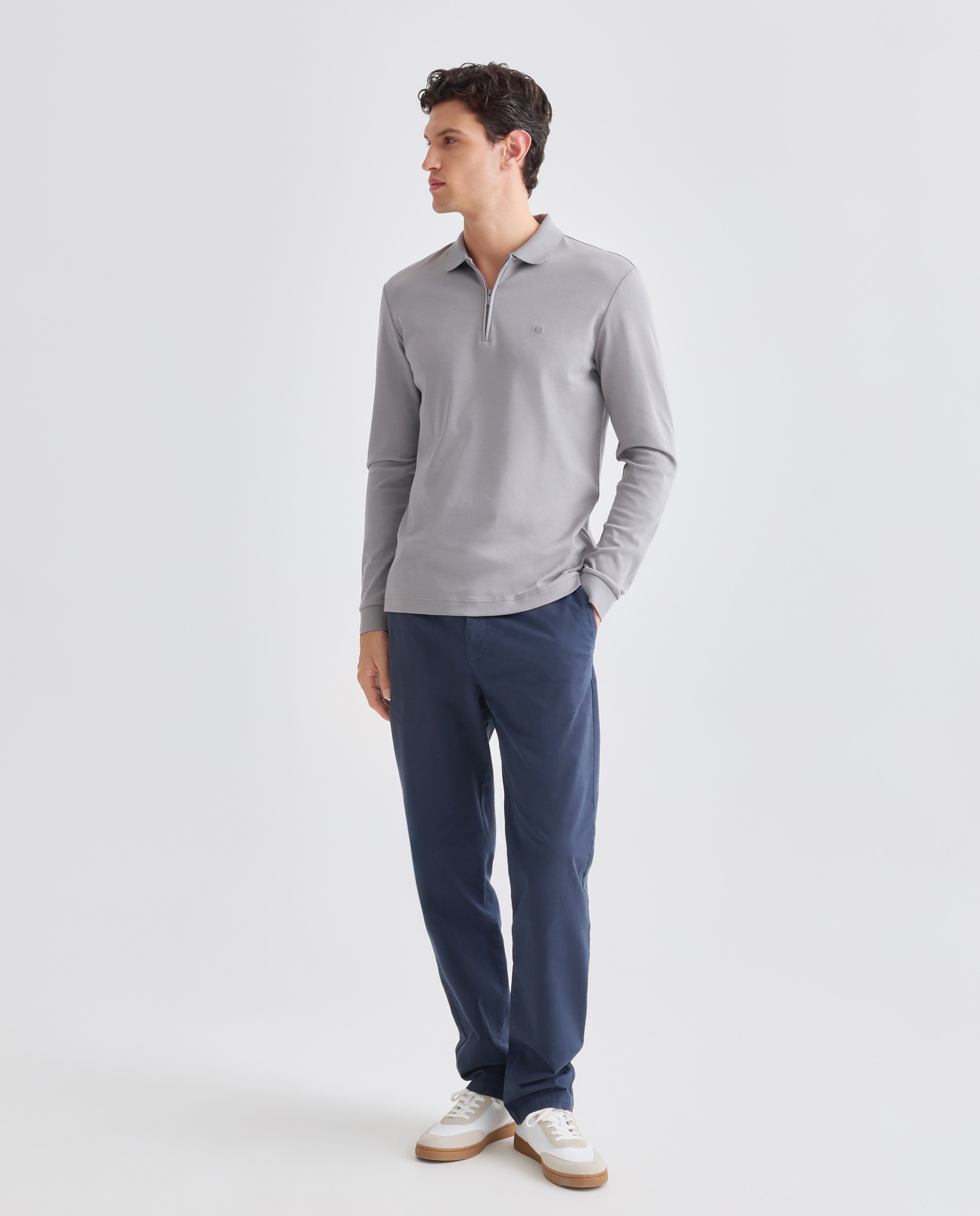 Polo de hombre manga larga - Rushmore - Gris Gris-3