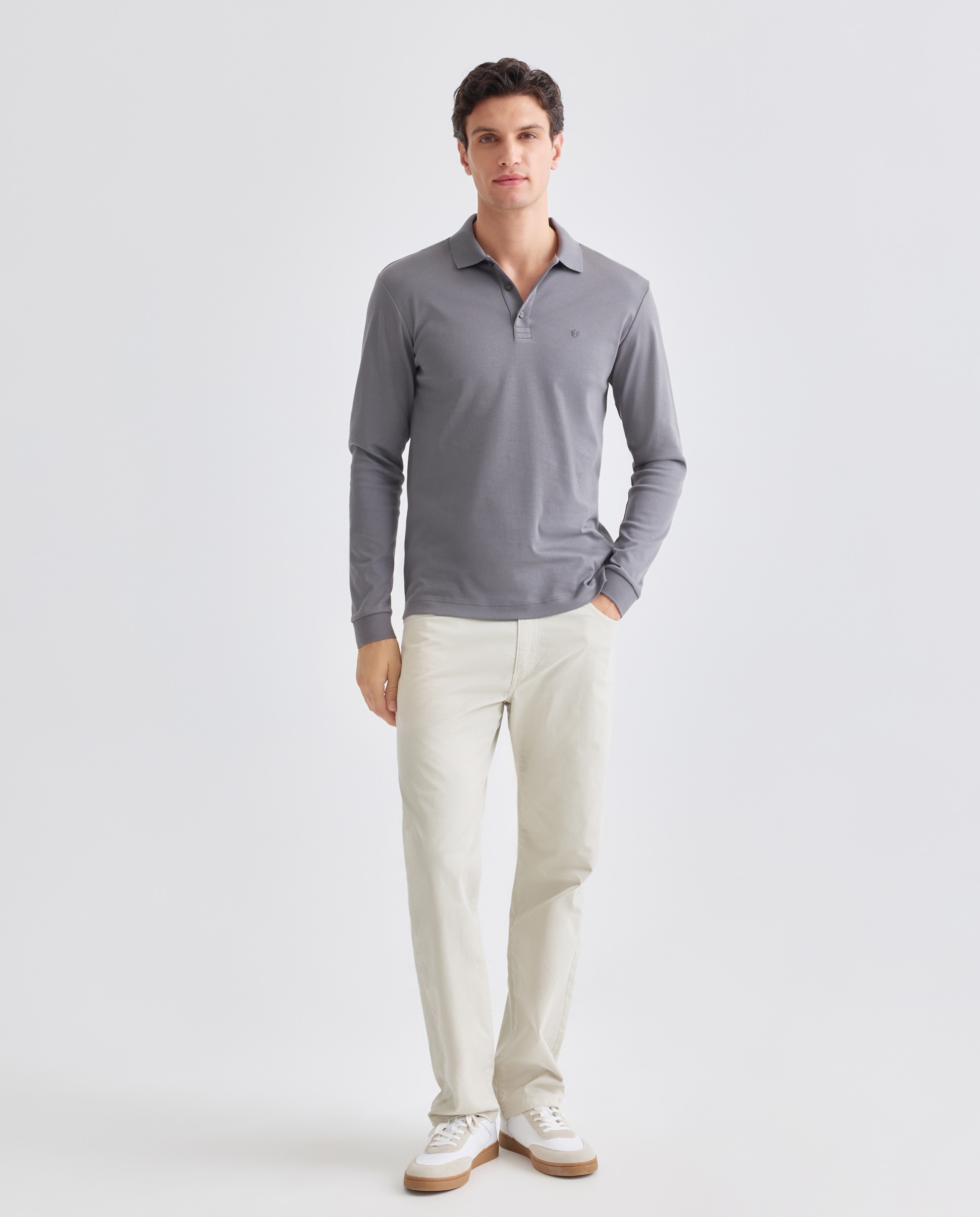 Polo de hombre manga larga - Rushmore - Gris Gris-3