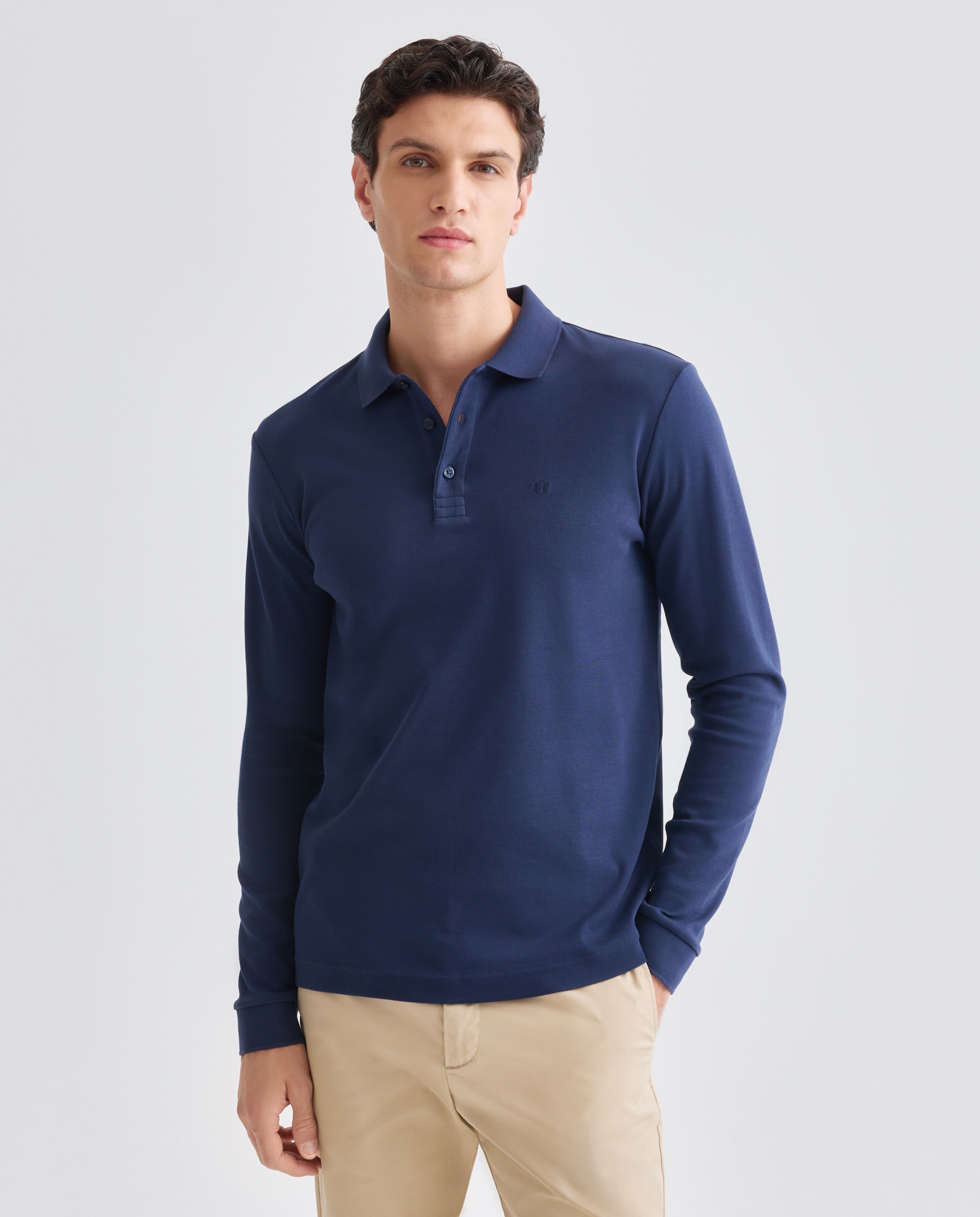 Polo de Manga Comprida Azul-2