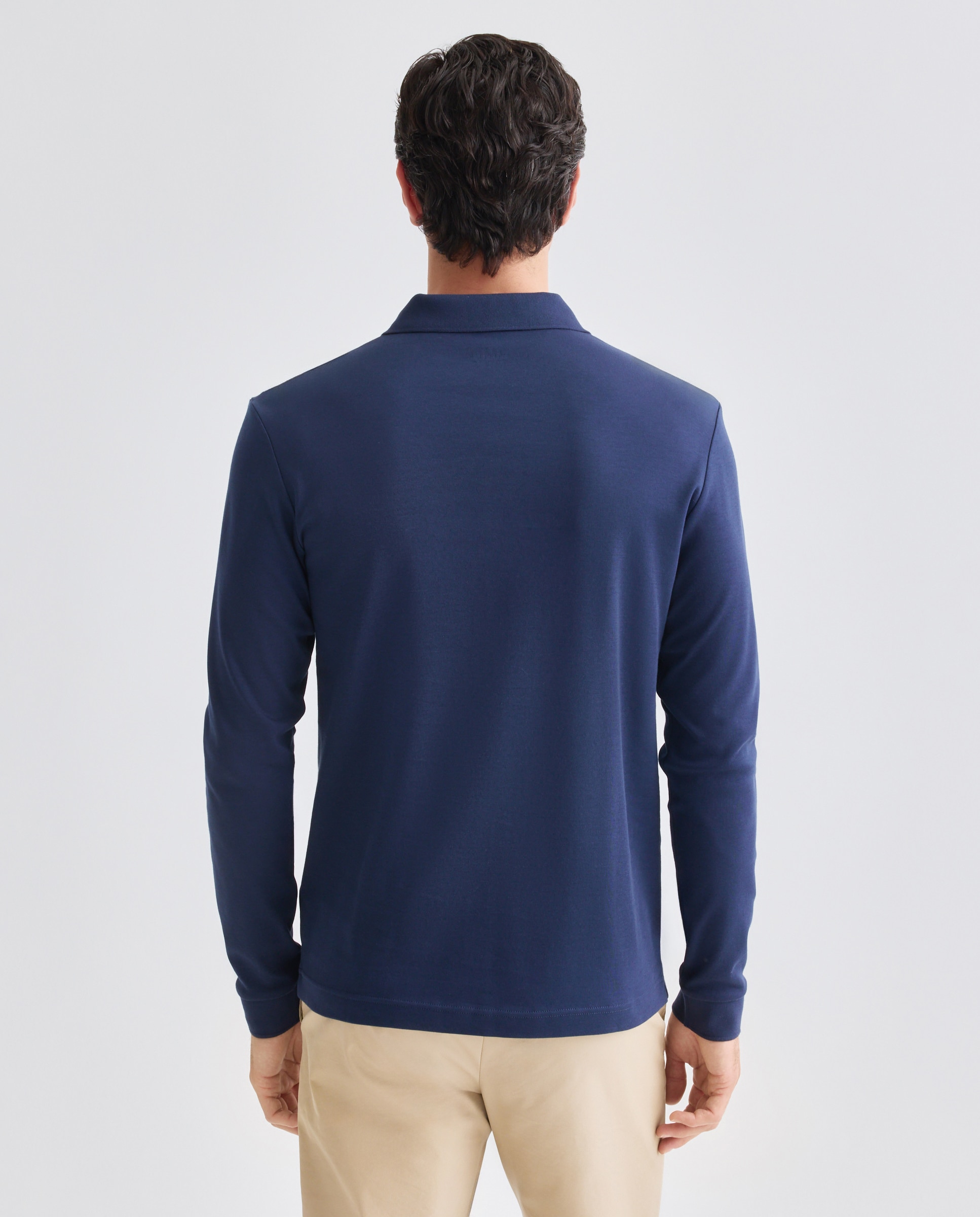 Polo de Manga Comprida Azul-3